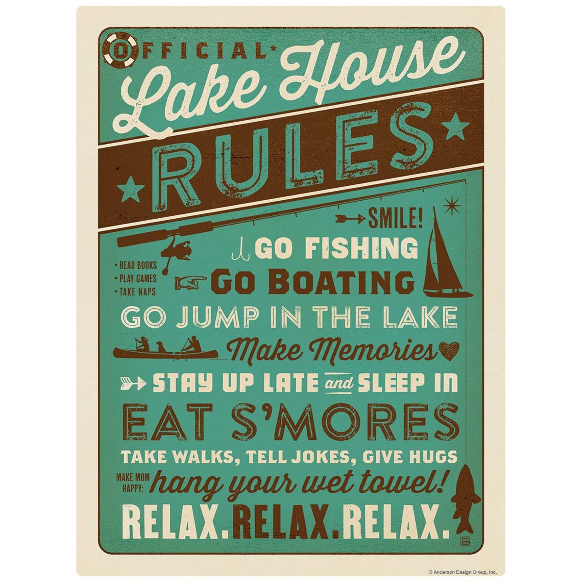 Lake House Rules Decal - Rustic Wooden Wall Art Sign for Cabin, Cottage & Home Decor - Perfect for Living Room, Bedroom or Porch