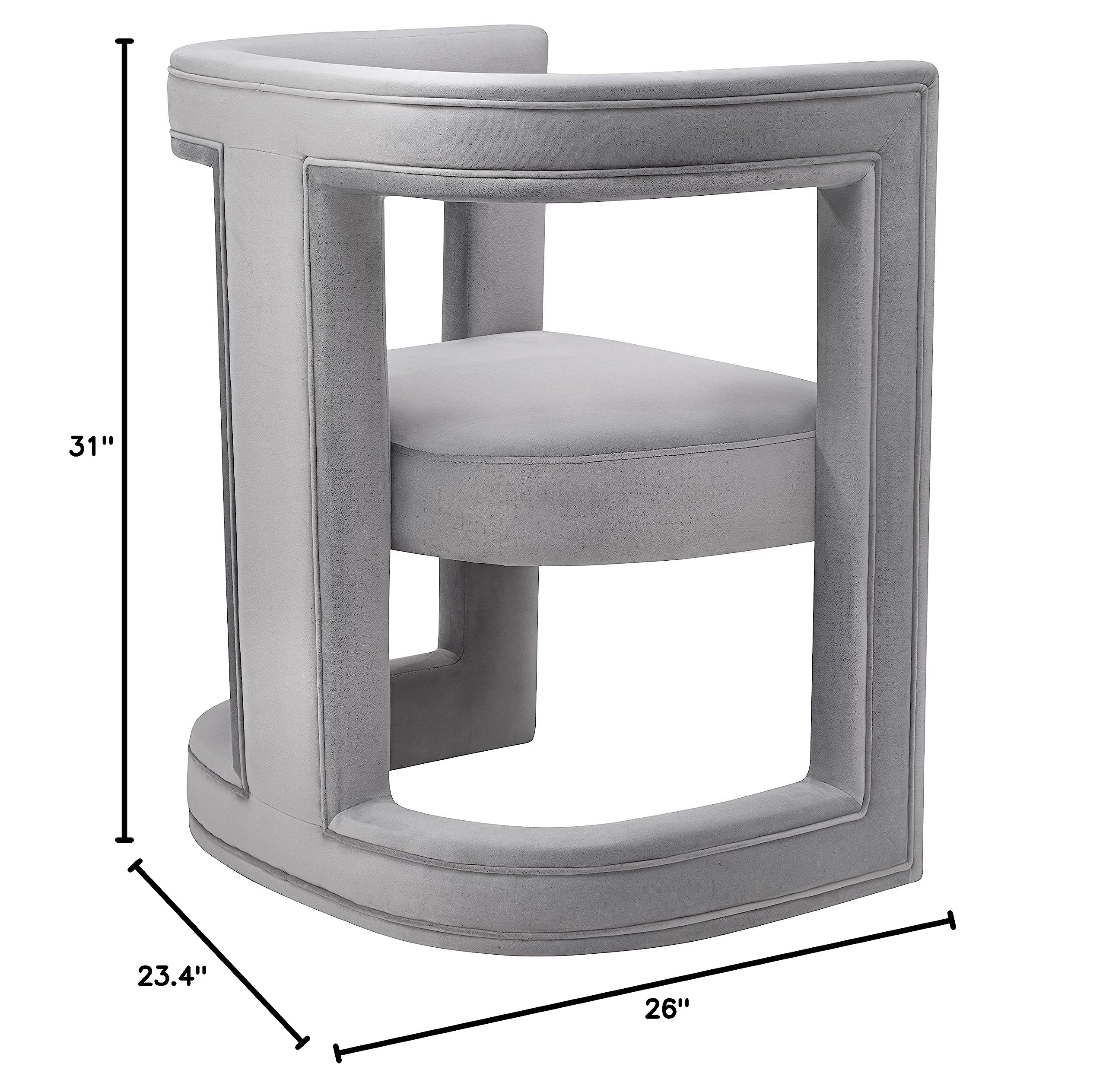 TOV Furniture ADA Accent Chair - Modern Velvet Upholstery with Birch Wood Frame in Grey - Perfect for Living Room, Bedroom or Office Decor