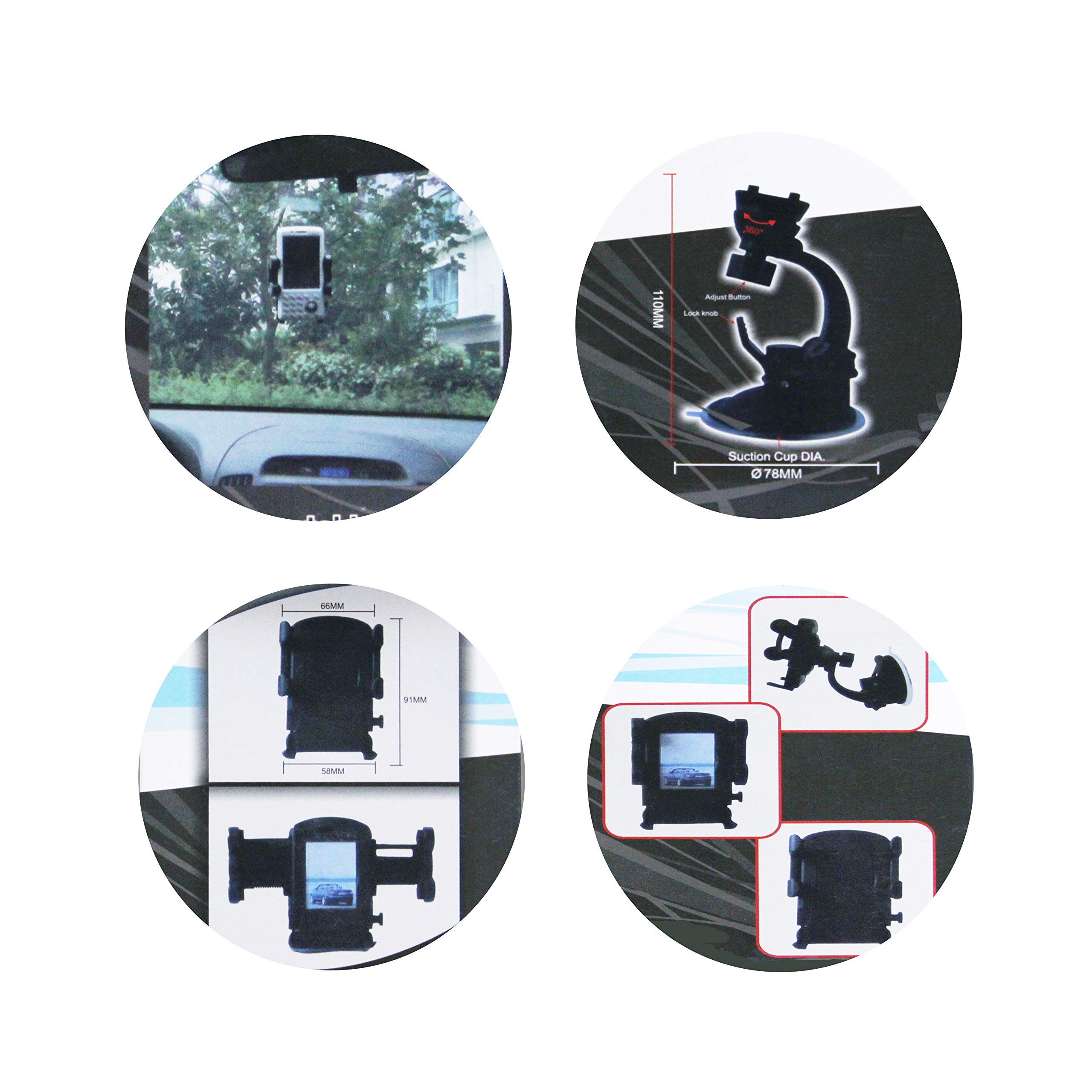MaximalPower 3-in-1 Universal Car Phone Holder Mount - Windshield, Air Vent & Dashboard Compatible for iPhone, Samsung & Smartphones | Perfect for GPS Navigation, Hands-Free Calling & Road Trips