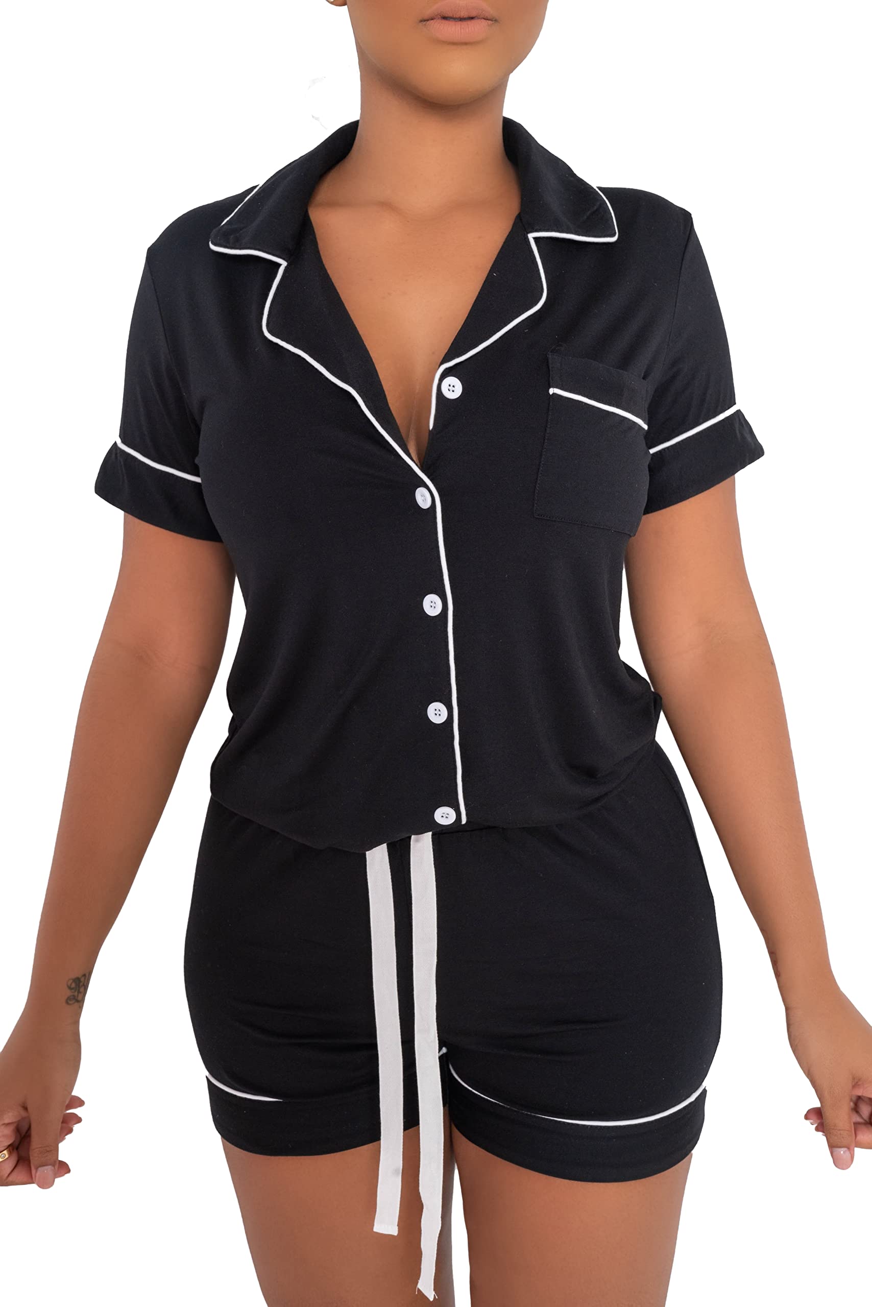 Women's Bamboo Pajama Short Set - 2-Piece Sleepwear for Comfort & Style - Perfect for Summer Nights