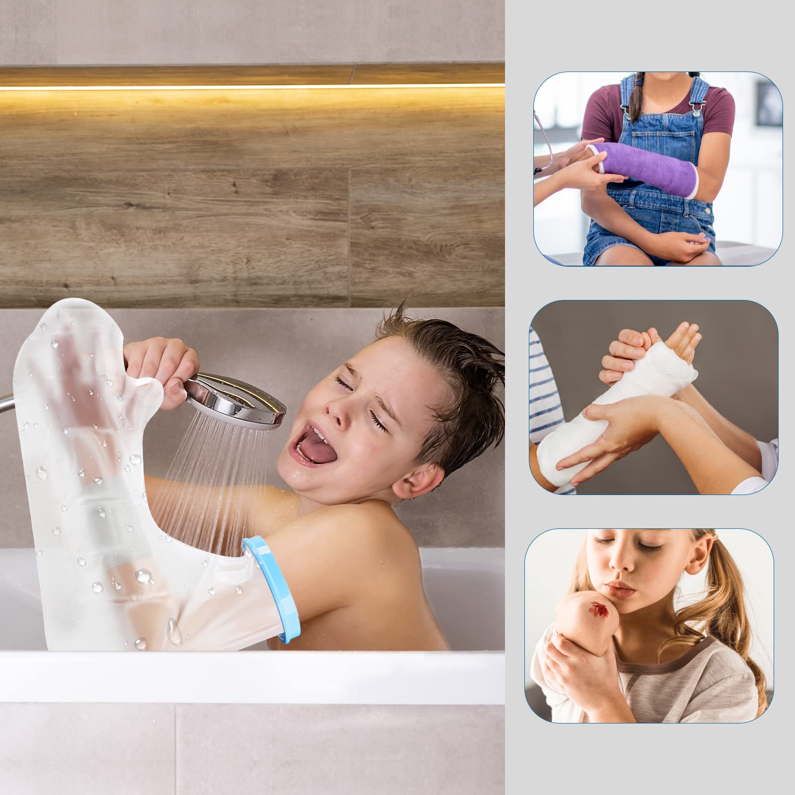 Waterproof Arm Cast Cover for Kids & Teens - Long Full Arm Shower Protector with Comfortable Watertight Seal - Reusable Post-Surgery Shower Sleeve for Bathing & Swimming Protection
