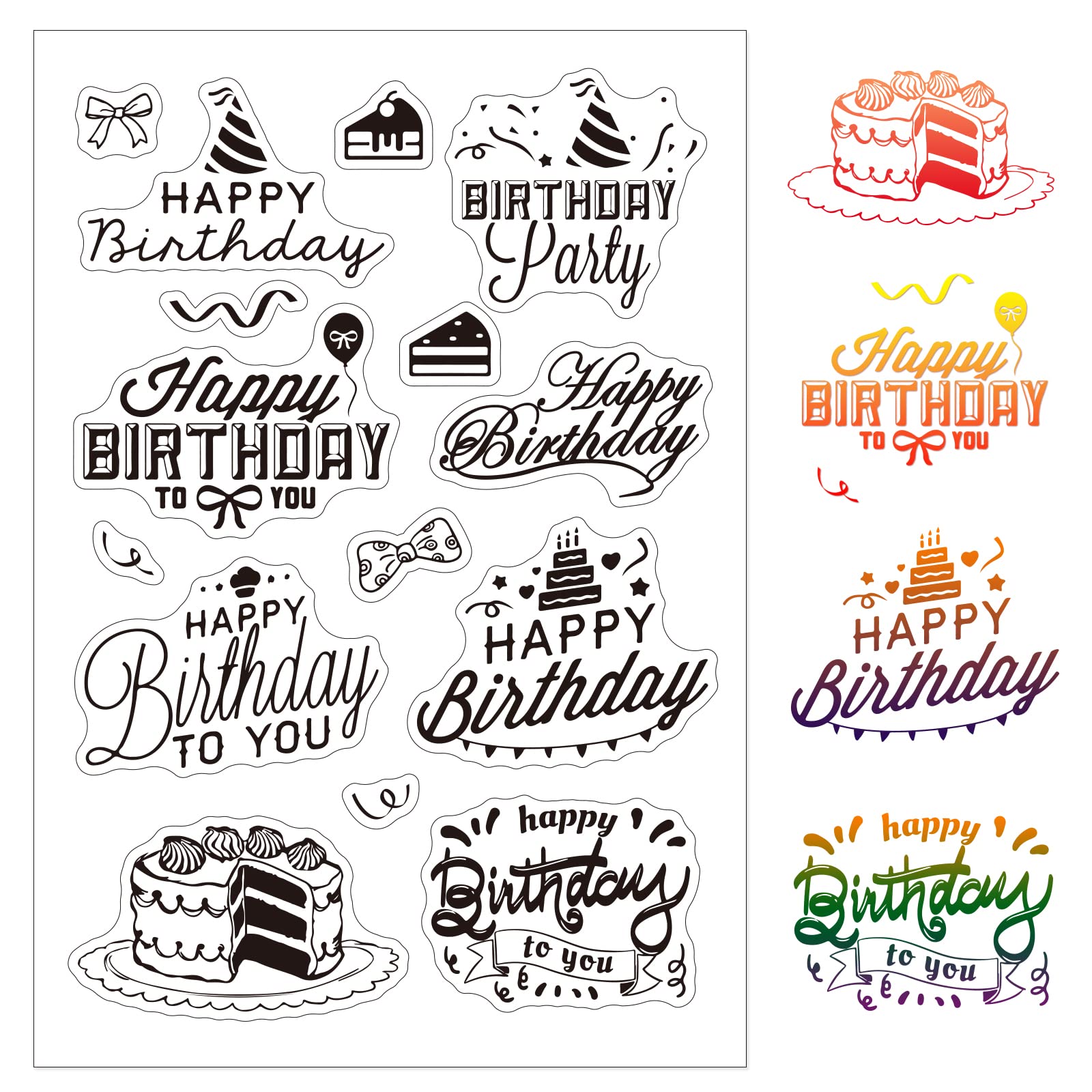 Happy Birthday Pattern Silicone Clear Stamps Set - 160 x 110mm Acrylic Decorative Rubber Stamps for DIY Scrapbooking, Photo Cards, Invitations & Greeting Cards - Perfect for Crafting, Memory Albums & Party Decorations