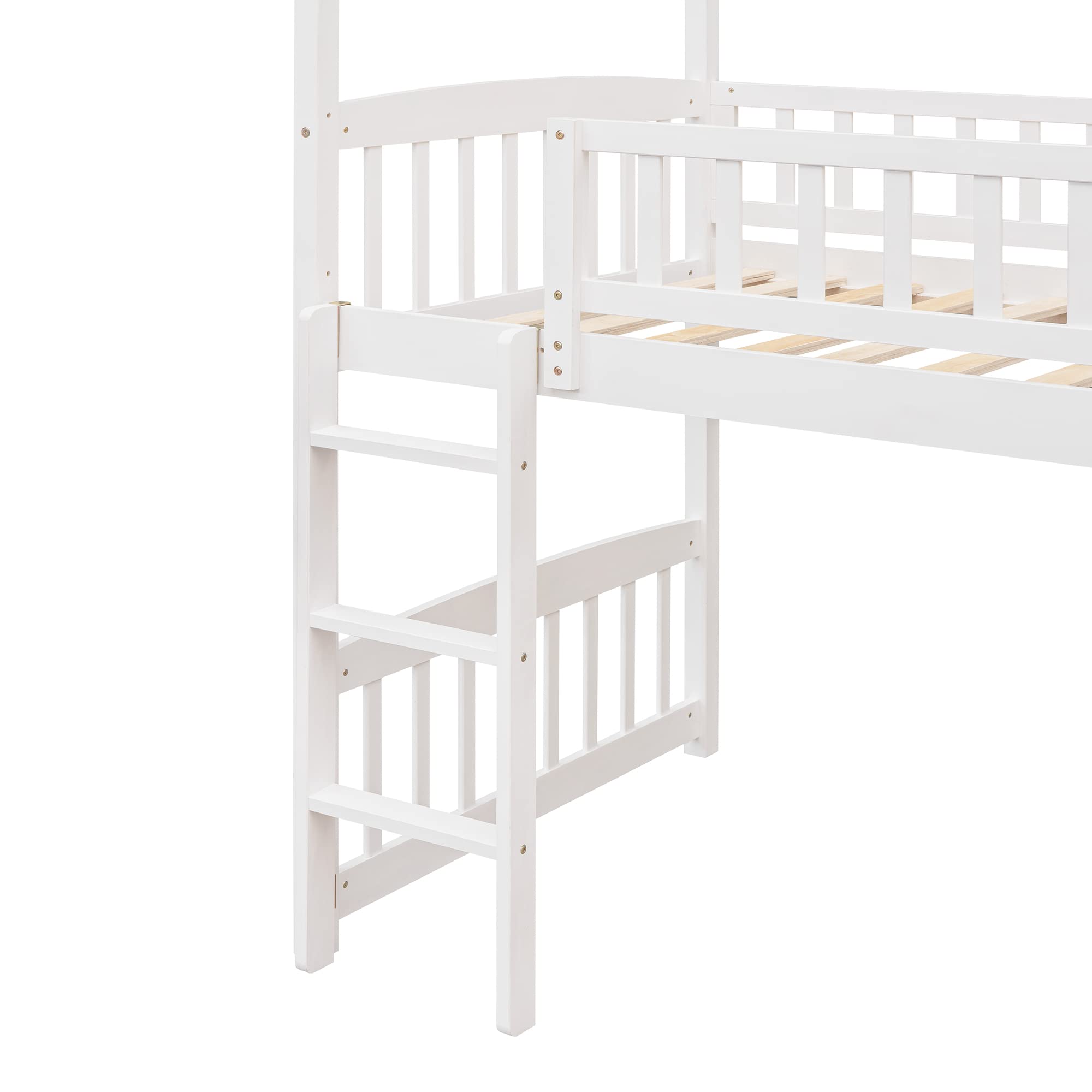 **Harper & Bright Designs Twin Loft Bed with Slide - Solid Wood Playhouse Loft Bed for Kids, Boys & Girls - Includes Ladder & Safety Rails - Perfect for Bedrooms, Playrooms & Small Spaces (White)**