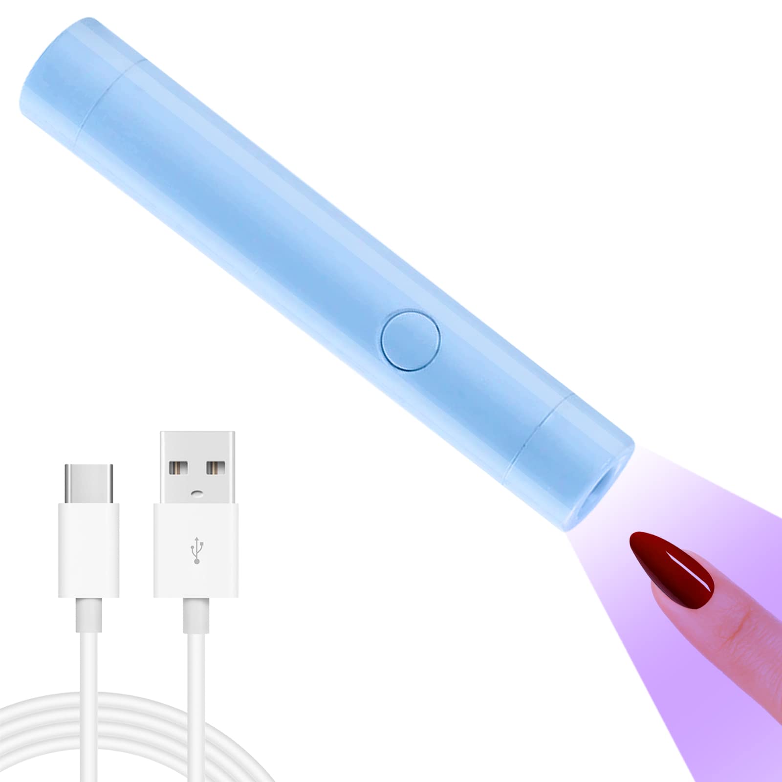 ANGNYA 6W Portable Mini UV LED Nail Lamp Pen - Quick Dry Gel Nail Polish Curing Light for Home & Salon Use | DIY Manicure & Pedicure Tool | Compact Travel-Friendly Design (Blue)