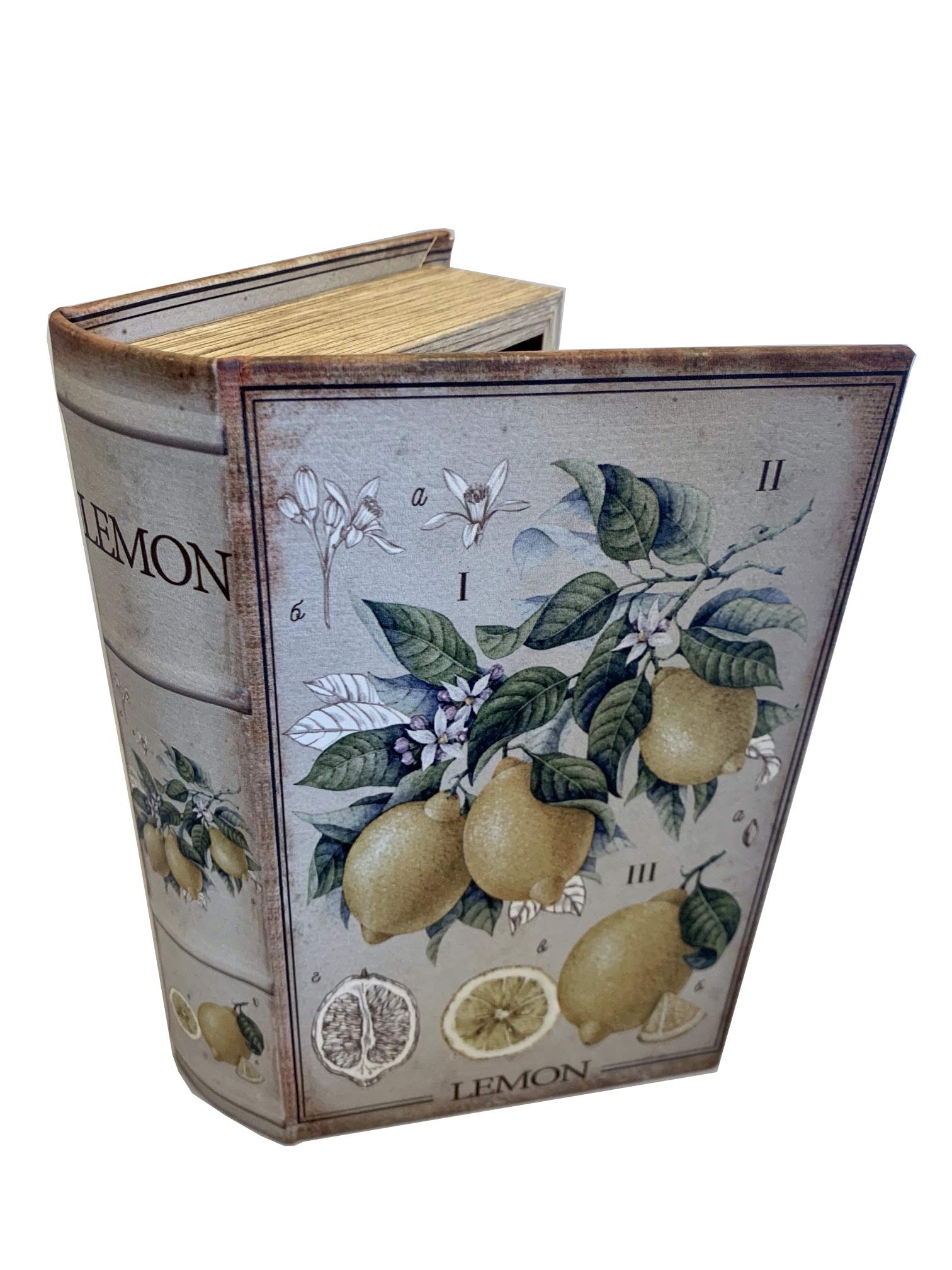 Handmade Leather-Wrapped Wooden Lemon Book Box - Secret Stash Storage for Jewelry, Cash & Keepsakes - Unique Home Decor & Gift for Book Lovers (Perfect for Bedroom, Office & Bookshelf Organization)