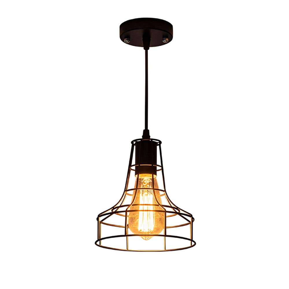 Modern LED Chandelier - Adjustable Height Iron Cage Pendant Light for Cafe, Bar & Home Decor | Single Head Small Hanging Ceiling Lamp | Creative Lighting Fixture for Dining Room, Bedroom & Living Room