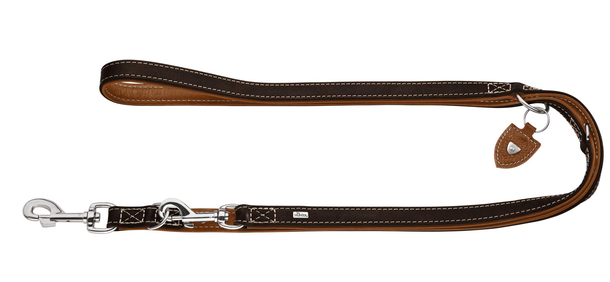 Hunter Training Leash Tara No. 15/200 - Premium Juchten Leather Dog Leash in Dark Brown/Cognac for Obedience Training & Daily Walks