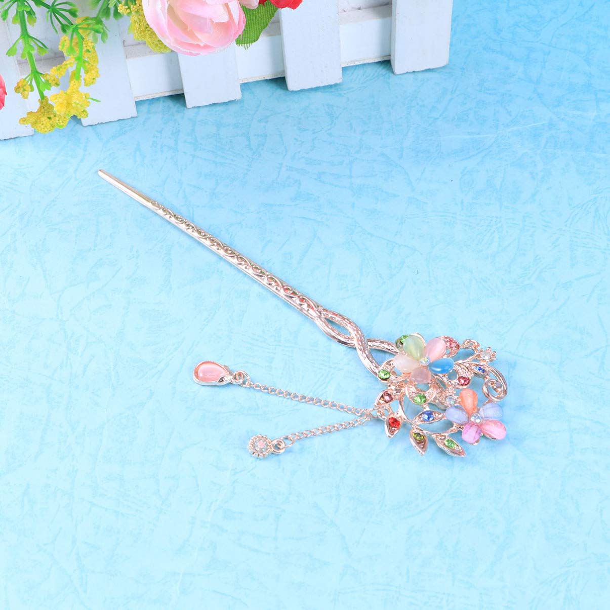 Lurrose Rhinestone Hair Stick for Women - Vintage Pearl Hairpin for Long Hair Styling, Party & Wedding