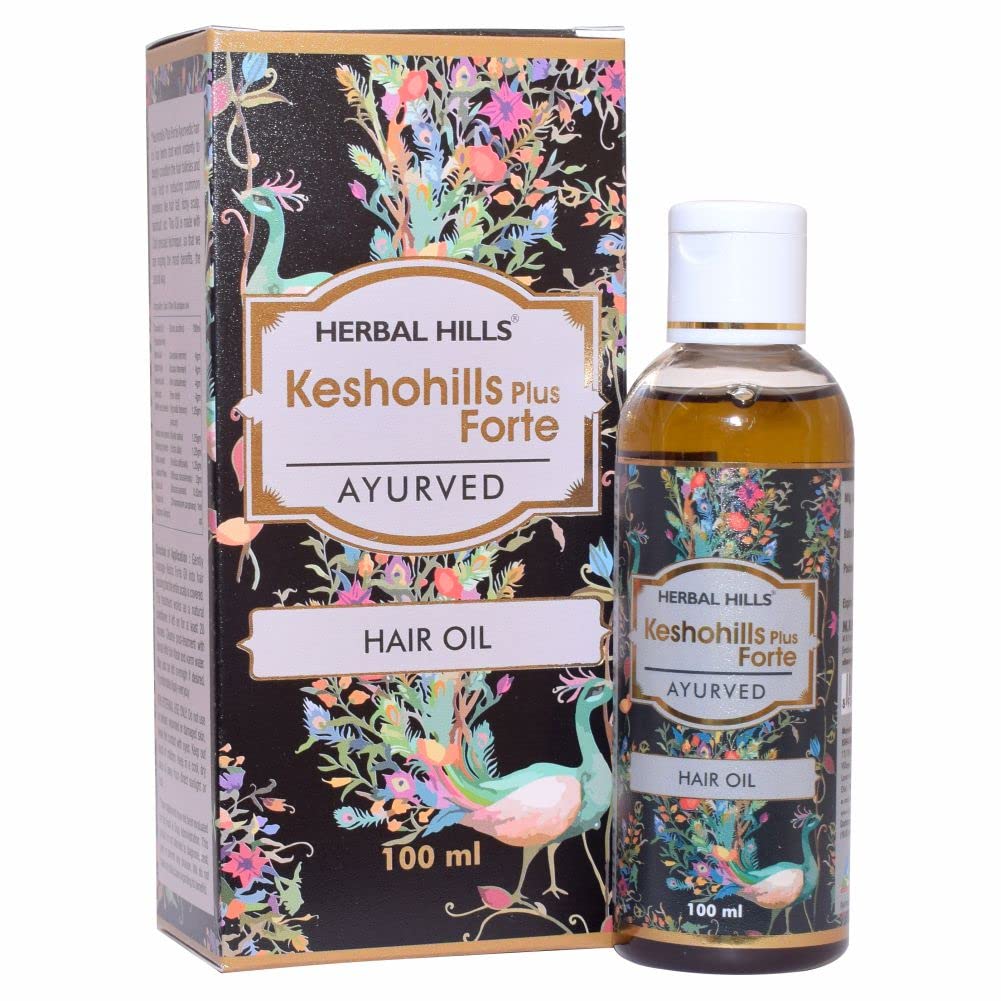 Herbal Hills Keshohills Plus Forte Ayurvedic Hair Oil 100ml - Natural Hair Growth Treatment for Thicker, Stronger Hair - Perfect for Daily Scalp Massage & Damaged Hair Repair