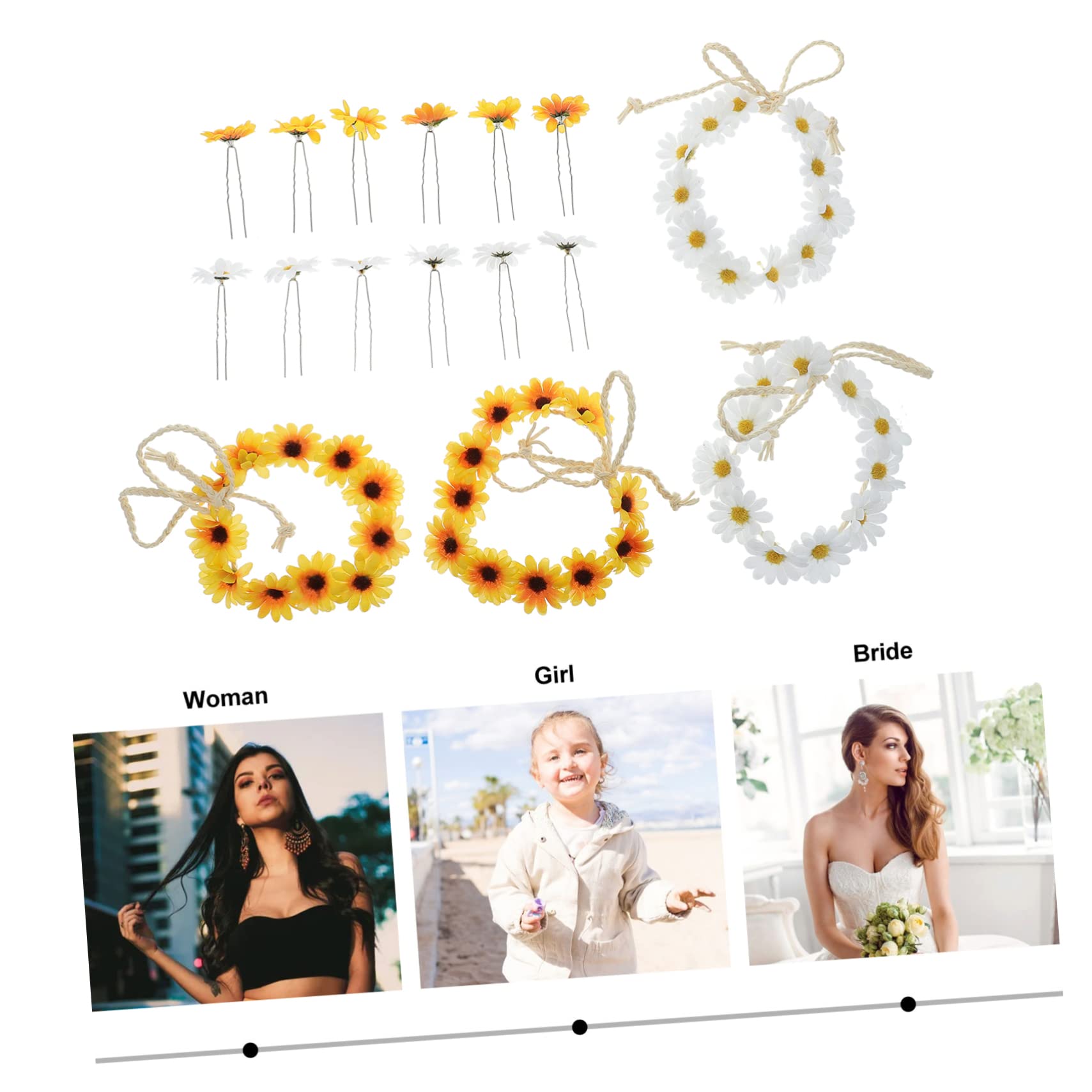 FOMIYES 16-Piece Sunflower Hair Clips Set - Fashionable Wedding Headbands for Bride, Bridesmaids & Maternity Photos - Perfect for Beach Weddings, Baby Showers & Boho Styling