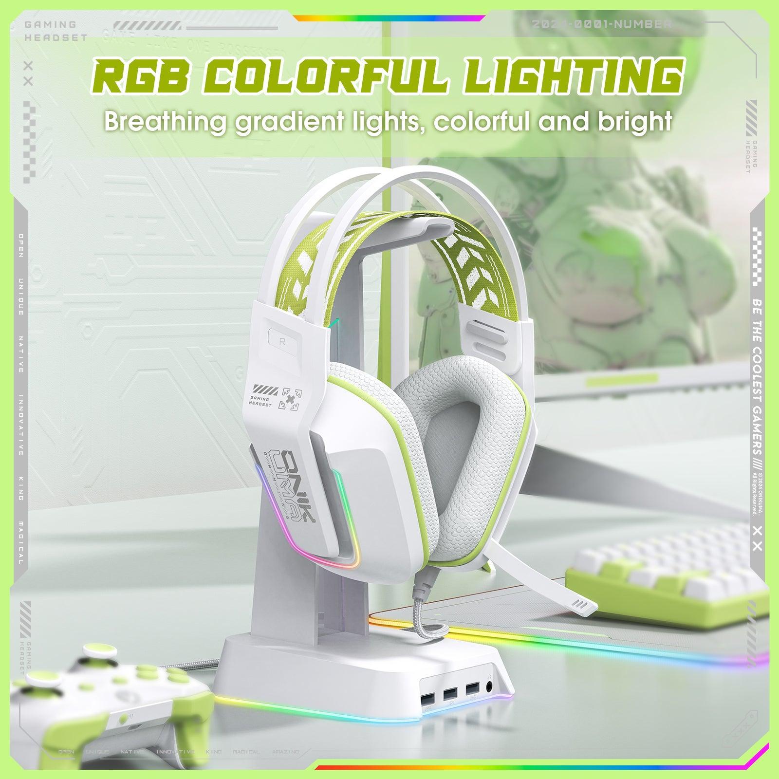 ONIKUMA X13 RGB Gaming Headset with 50mm Drivers & 120° Adjustable Mic - Noise Cancelling Over-Ear Headphones for PC, PS4, Xbox, Switch (Multiple Color Options) - Perfect for Gaming, Streaming & Online Classes