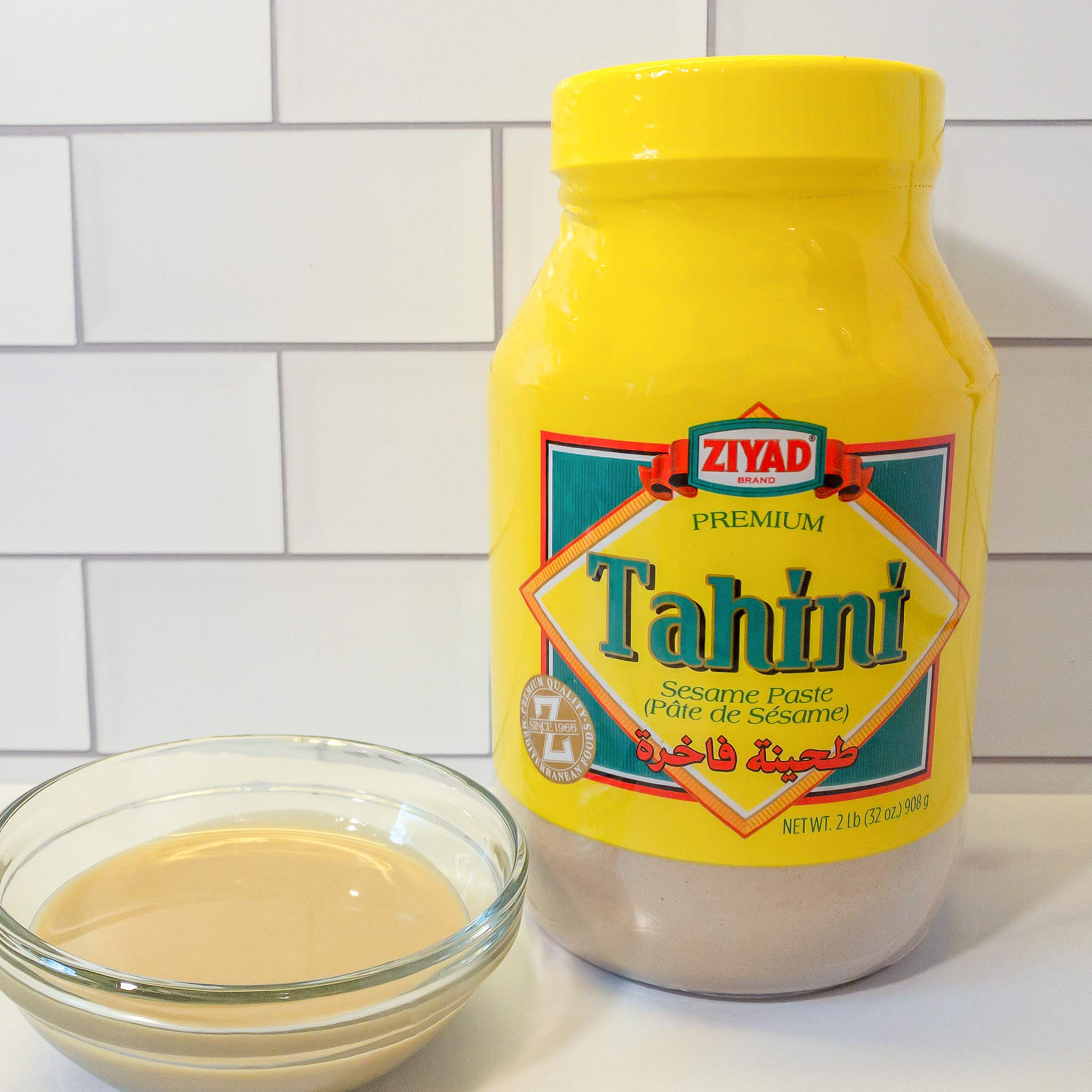 Ziyad Premium Tahini Sesame Paste - 100% Natural, No Additives or Preservatives - Perfect for Hummus, Pita Bread, Salads & Cooking - 32oz (Pack of 4) - Ideal for Middle Eastern Cuisine & Healthy Recipes