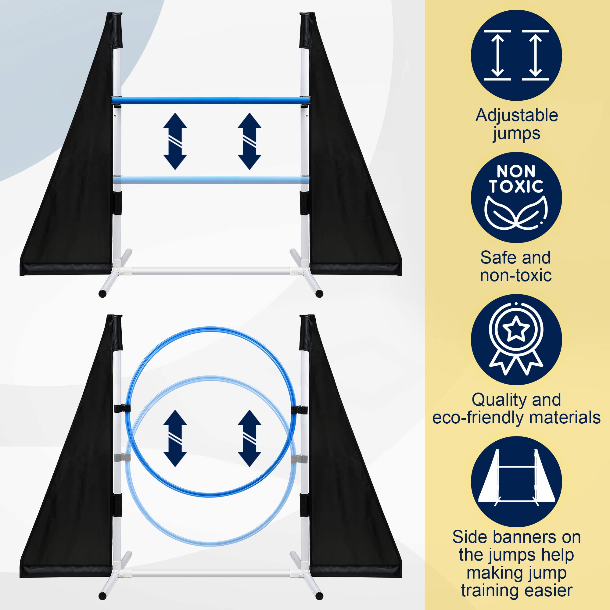 Premium Dog Agility Training Equipment Set - Adjustable Obstacle Course for Small & Large Dogs | Professional Puppy Training Tools for Backyard, Park & Competition Use | Fun Exercise & Agility Practice for Pets
