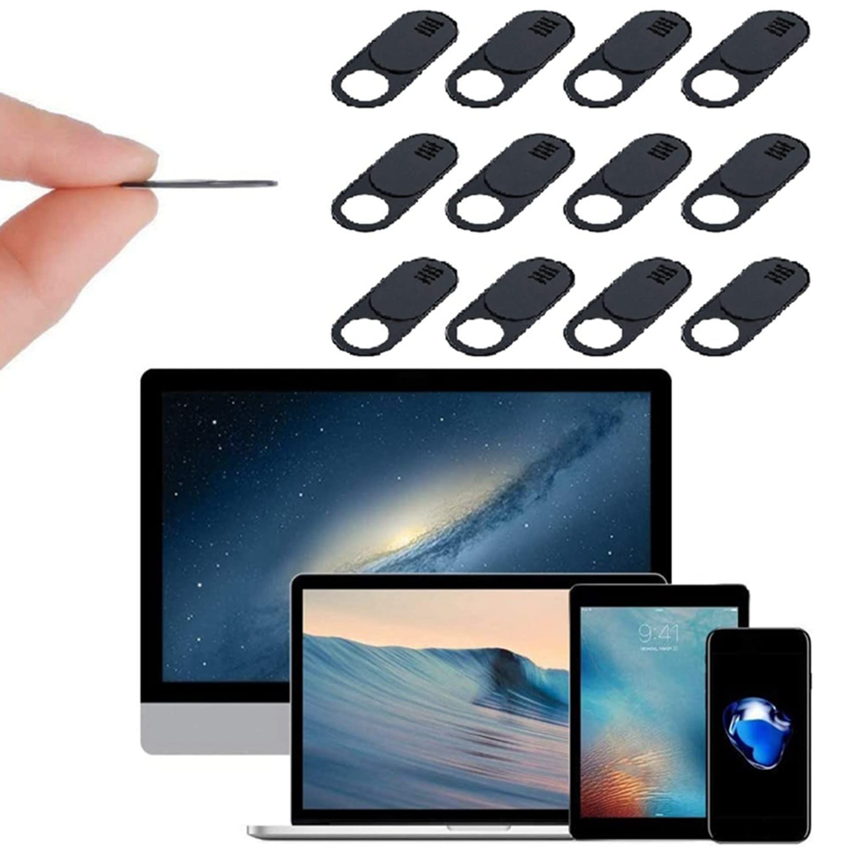 Goufride 24-Pack Ultra Thin Web Camera Cover Slide for Laptop, PC, Computer - Black | Privacy Protection for Home Office, Online Meetings, and Remote Work