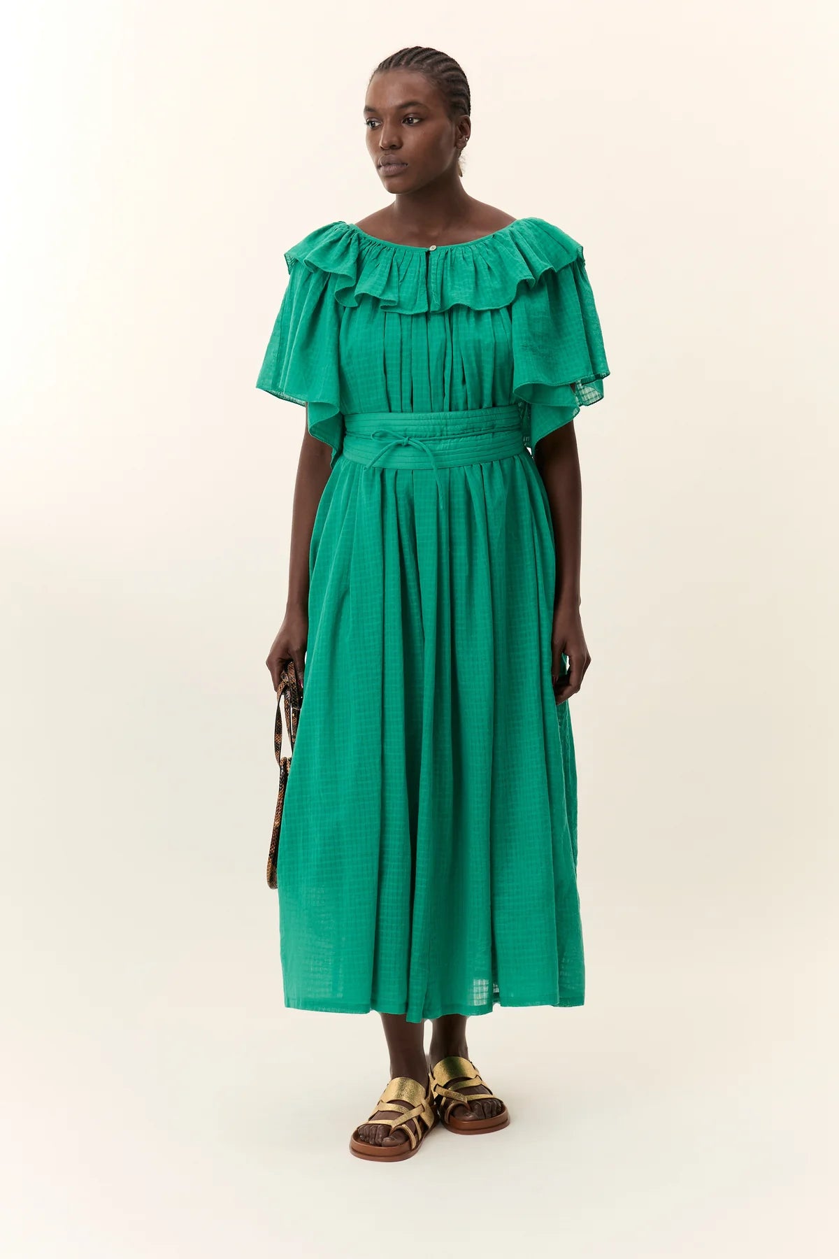 Leon & Harper Raeya Green Dress - Elegant Flowy Midi Dress for Women | Perfect for Weddings, Parties & Date Nights
