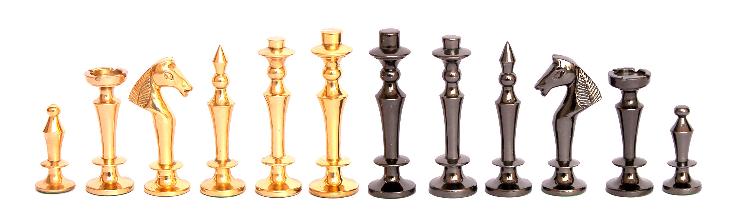 Premium White & Black Marble Chess Set with Brass Pieces - 15