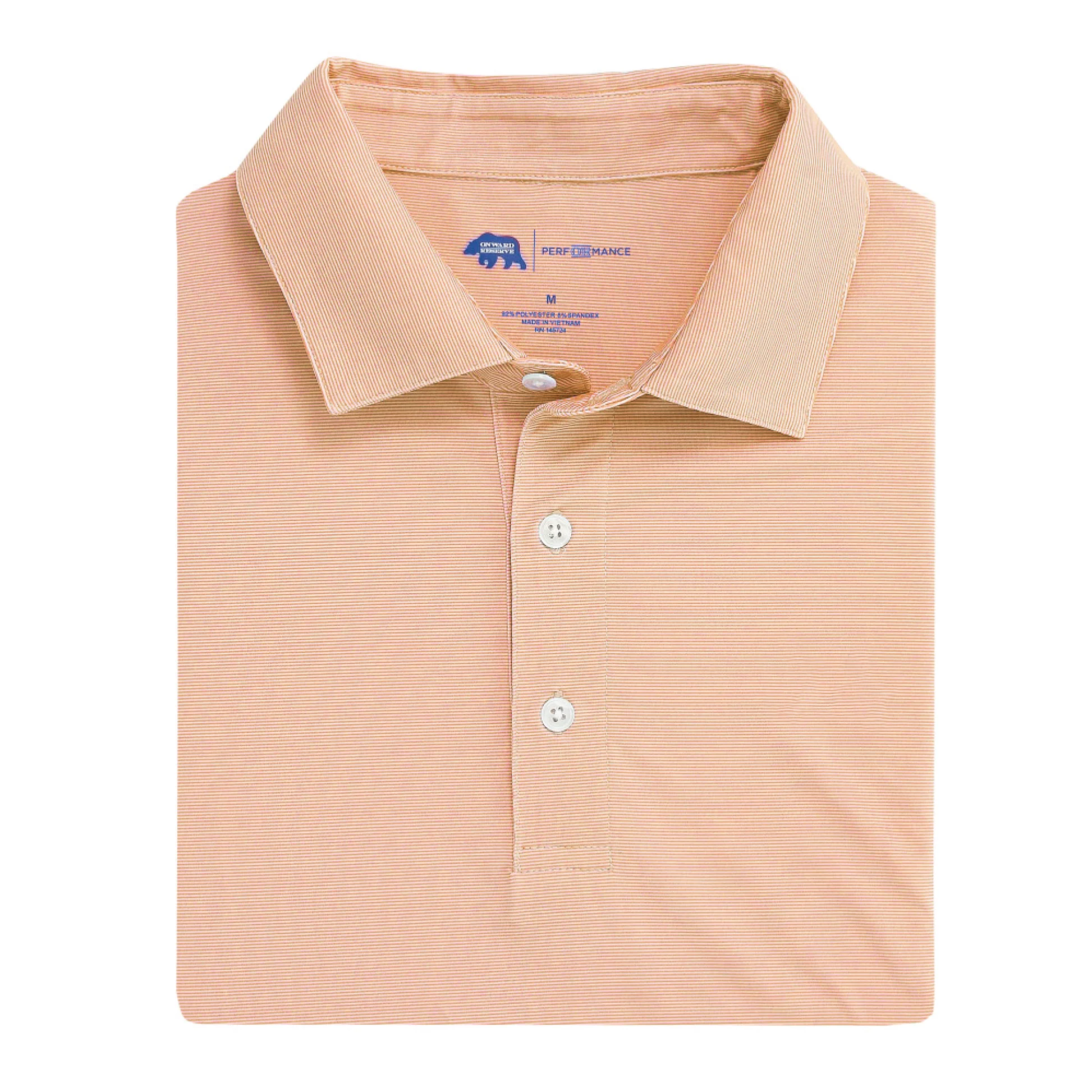 Breathable Hairline Stripe Performance Polo Shirt for Men - Moisture Wicking & Quick Dry - Orange - Perfect for Golf, Tennis & Casual Wear