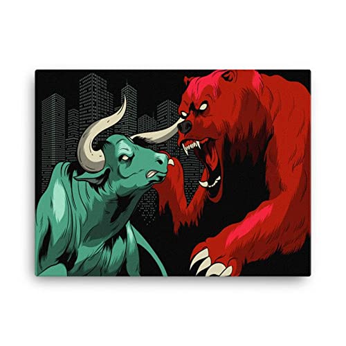 Bull vs Bear Wall Street Trading Art - Unique Stock Market Gift for Investors & Traders - Perfect for Home, Office Decor & Finance Enthusiasts