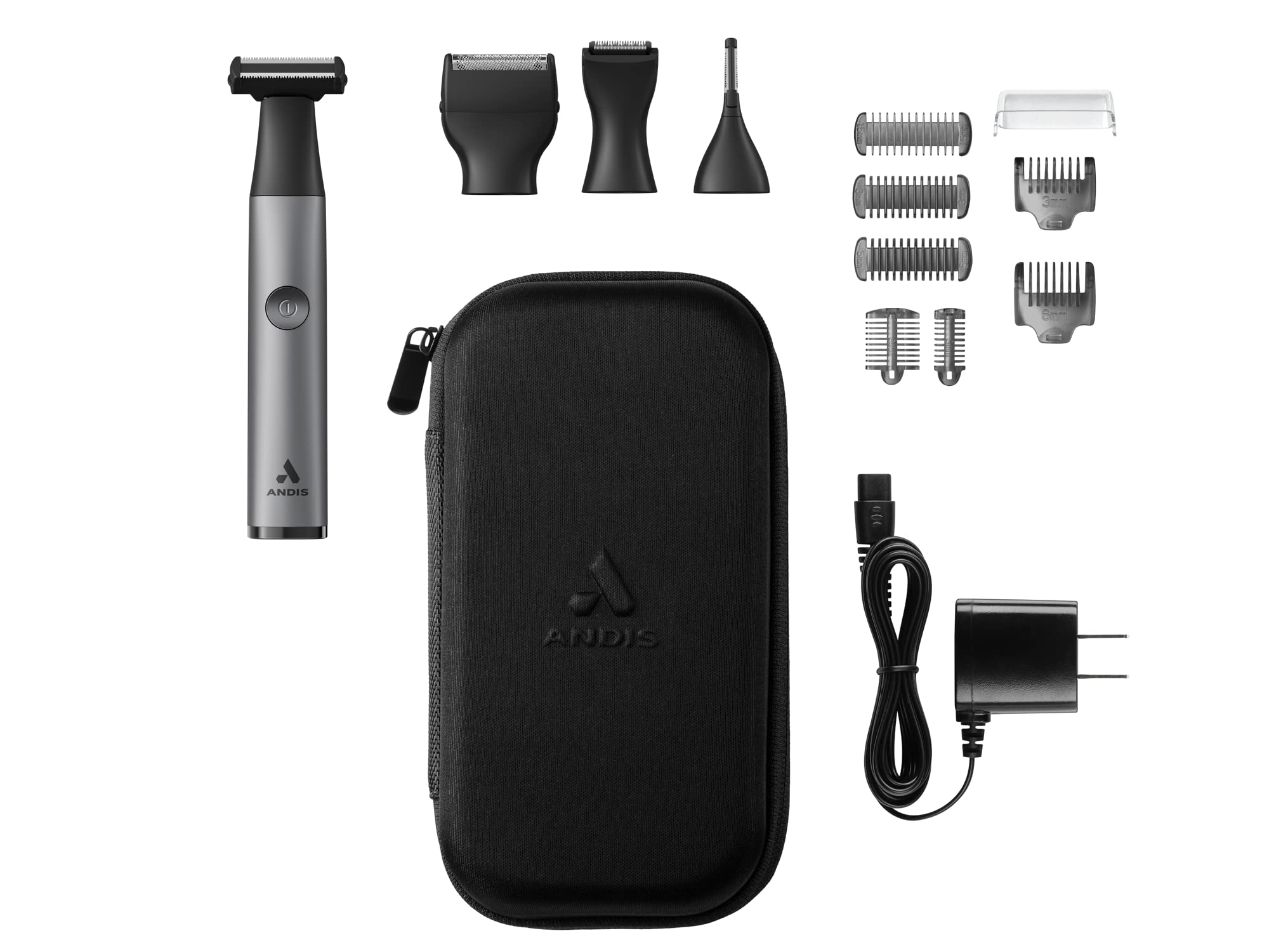 Andis 42315 inEDGE Lithium-Ion Cordless All-in-One Trimmer - Dual-Sided Wet/Dry Body, Face, Ear & Nose Hair Clipper - Black | Perfect for Travel, Gym & Personal Grooming at Home