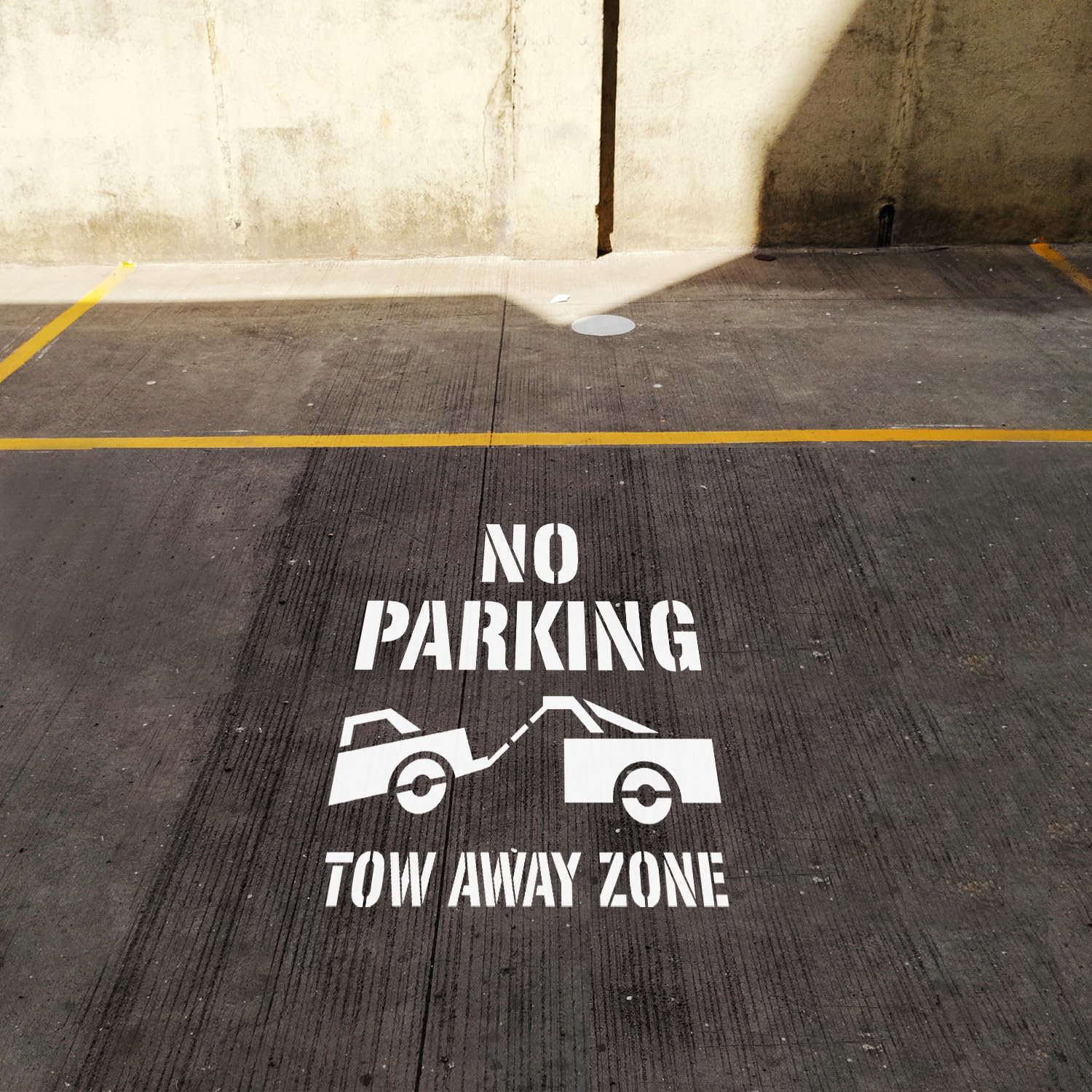 No Parking Tow Away Zone Stencil - 48 x 48 Inches, 63 Mil Thick Reusable Plastic with 8.36