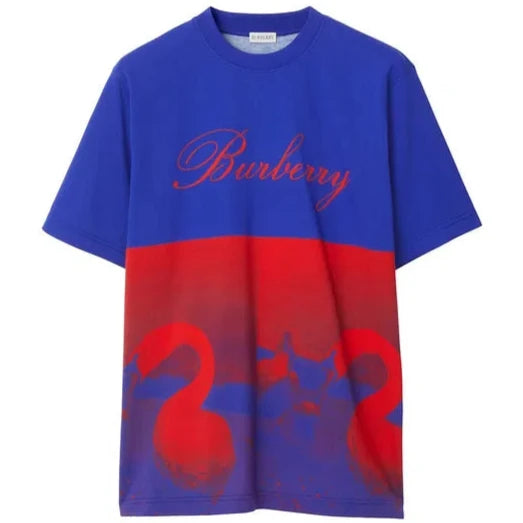 Burberry Swan Print T-Shirt for Women | Classic Cotton Tee with Elegant Swan Design | Perfect for Casual Wear, Outings & Layering