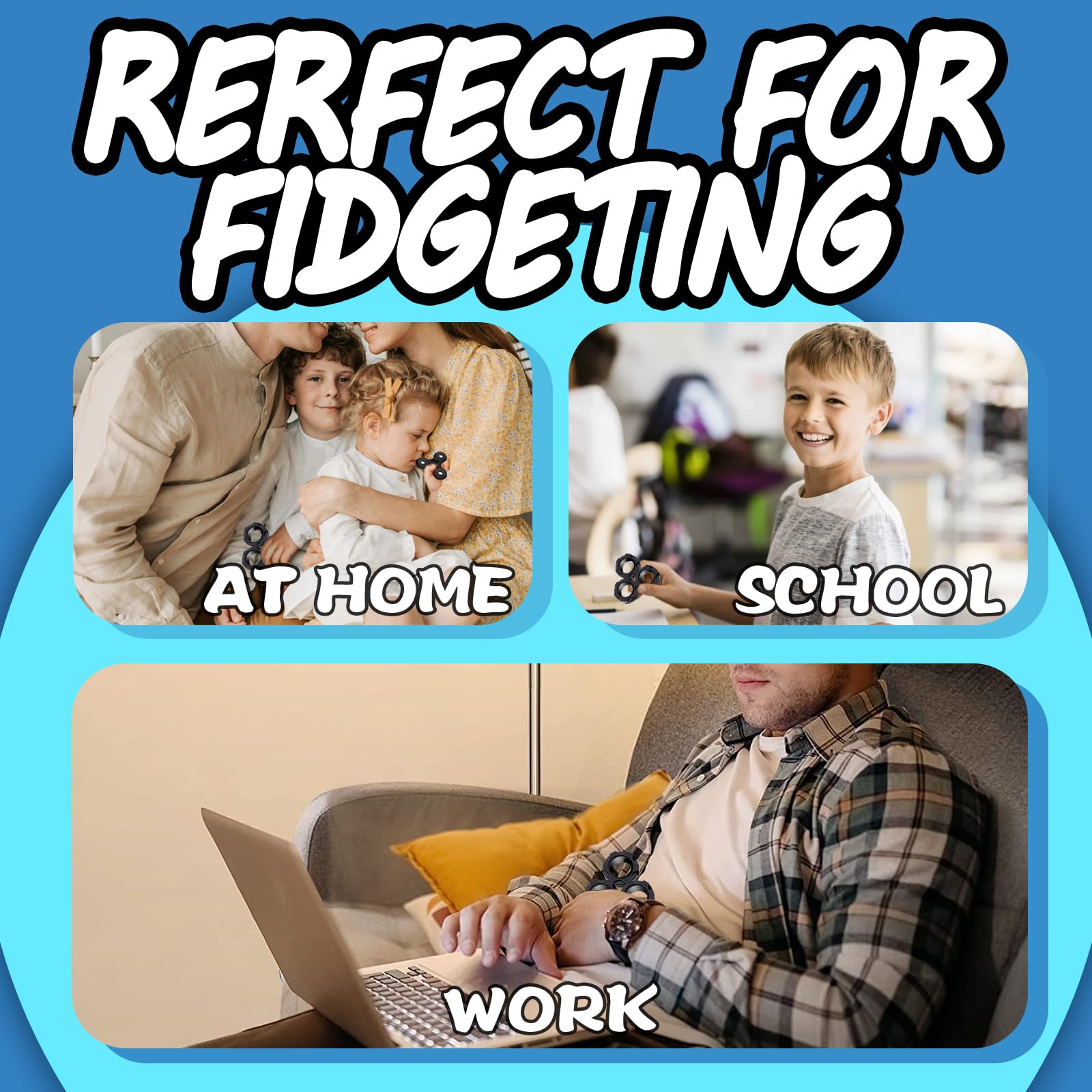 6Pcs Fidget Toys for Adults & Kids 8+ - Easter Basket Stuffers, ADHD Autism Sensory Toys, Cool EDC Gadgets, Desk & Classroom Fidget Spinners, Magnetic Rings for Stress Relief & Focus