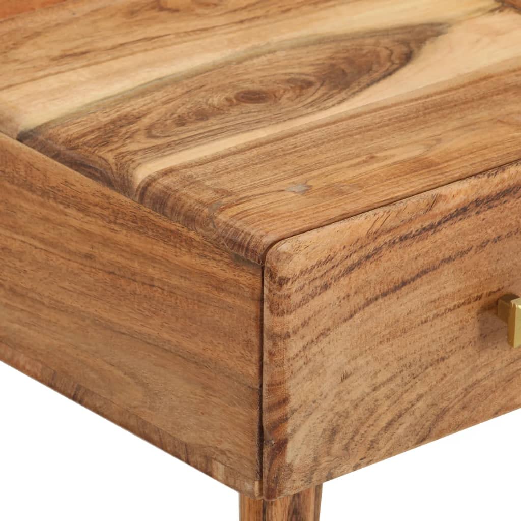 Rustic Solid Acacia Wood Coffee Table with Storage - 27.5
