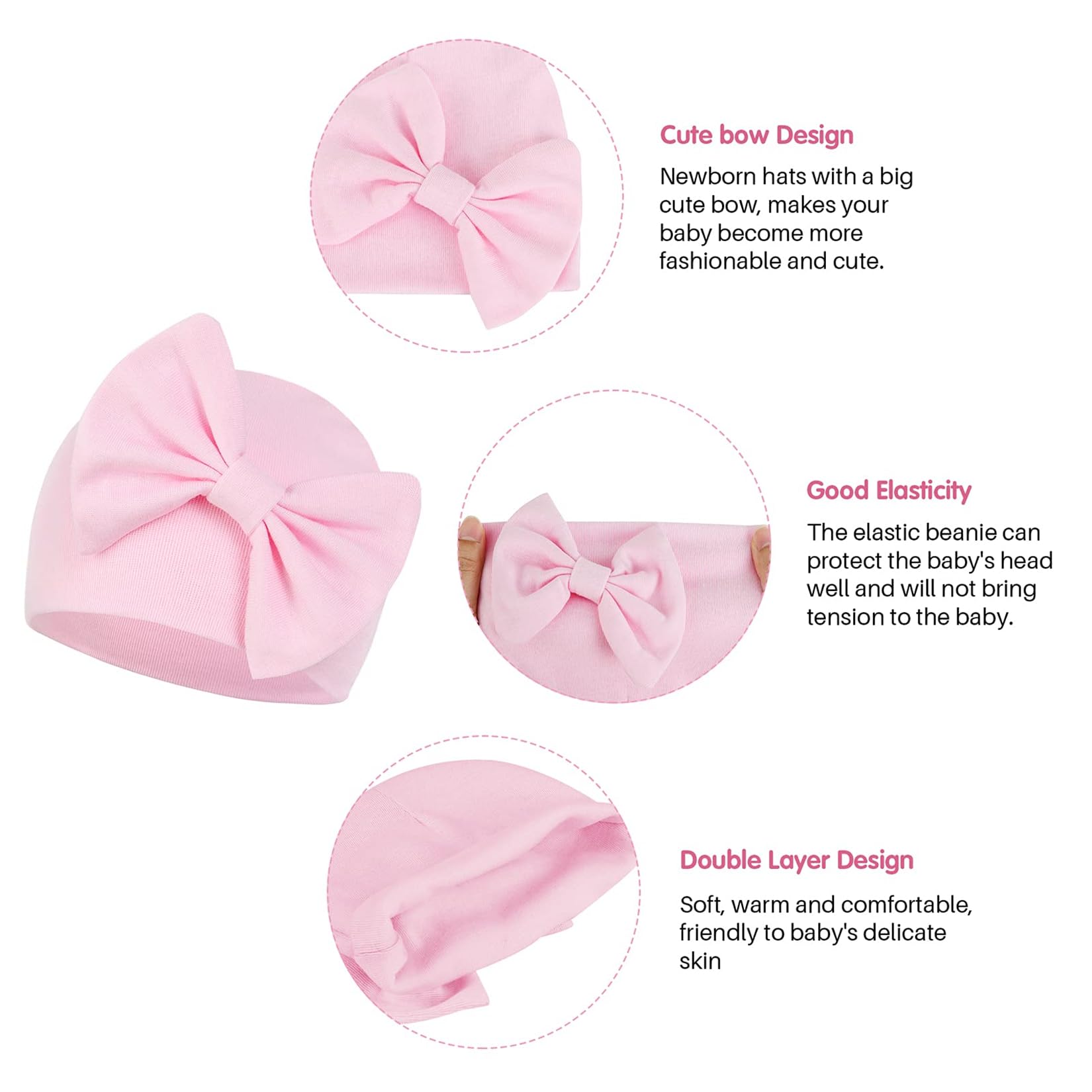 Century Star Newborn Baby Girl Bow Headbands & Mittens Set - Soft Infant Beanie Hats for Halloween, Christmas & Photo Shoots - Cute Baby Accessories for Newborn Photography & Holiday Outfits