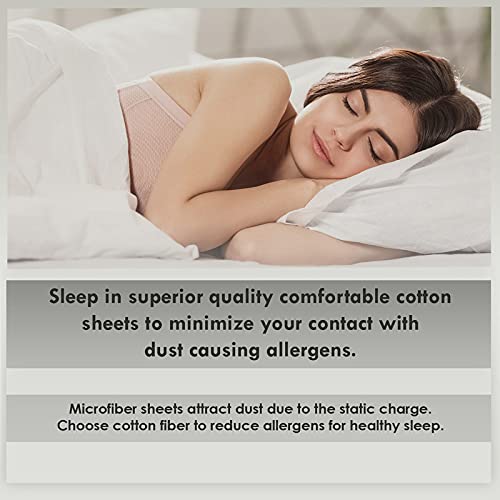 Pizuna Pure 100% Cotton King Size Sheets - 600 Thread Count Long Staple Cotton Crisp Sateen Bedding Set with 15