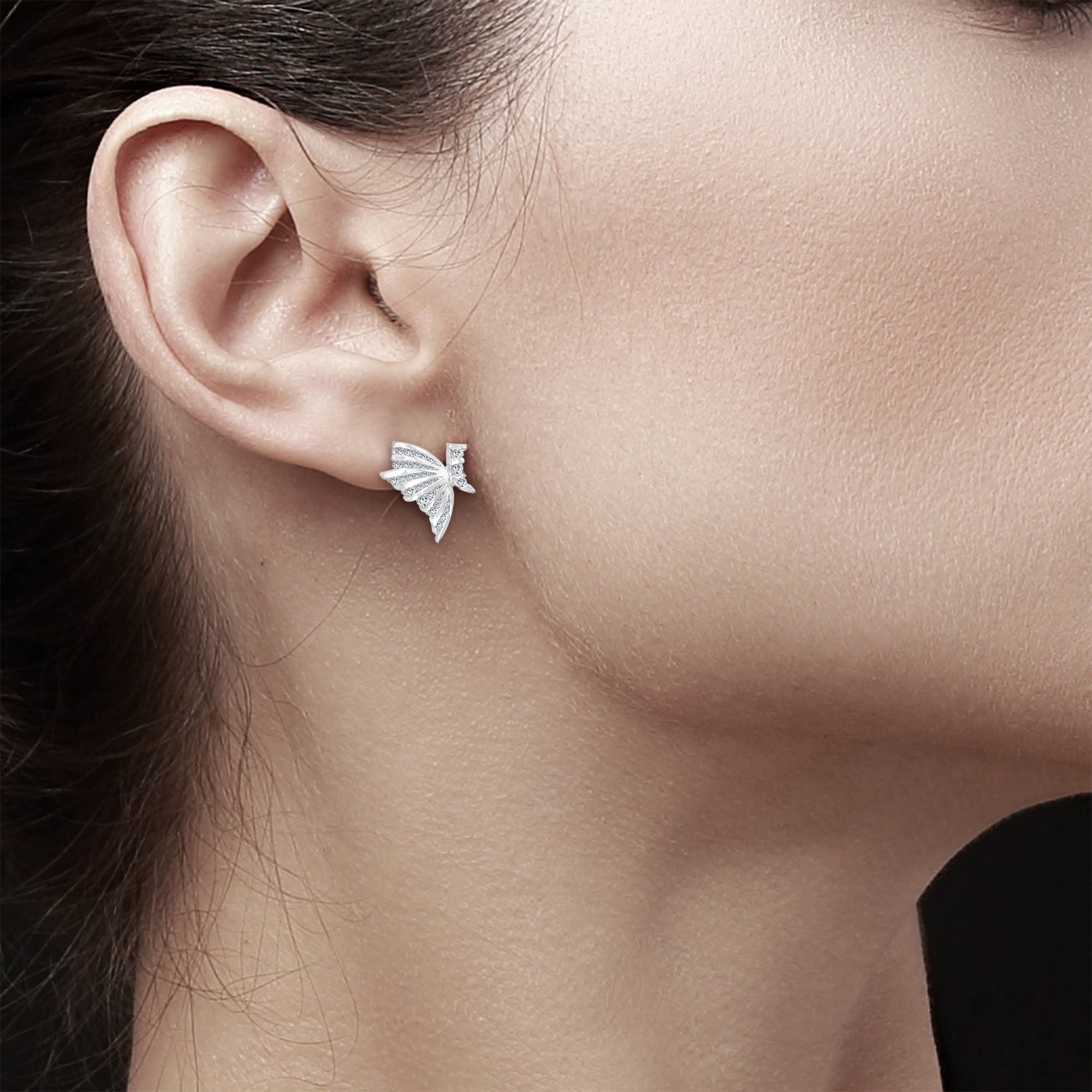 1.00cttw Butterfly Diamond Earrings in 14K White Gold - Elegant Jewelry for Weddings, Anniversaries & Special Occasions