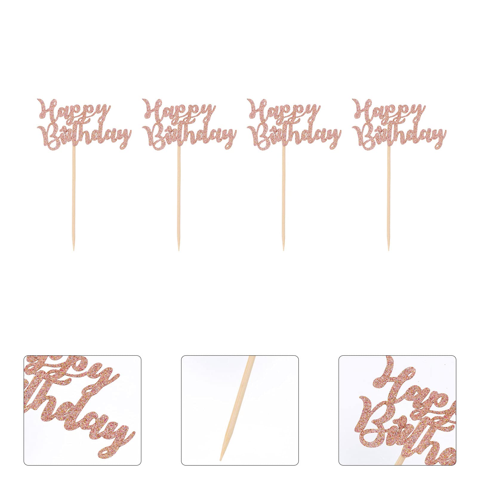 12pcs Cake Topper Inserts - Birthday Party Decorations, Dessert Toppers for Cakes, Cupcakes & Treats - Perfect for Birthday Celebrations, Baby Showers & Wedding Dessert Tables