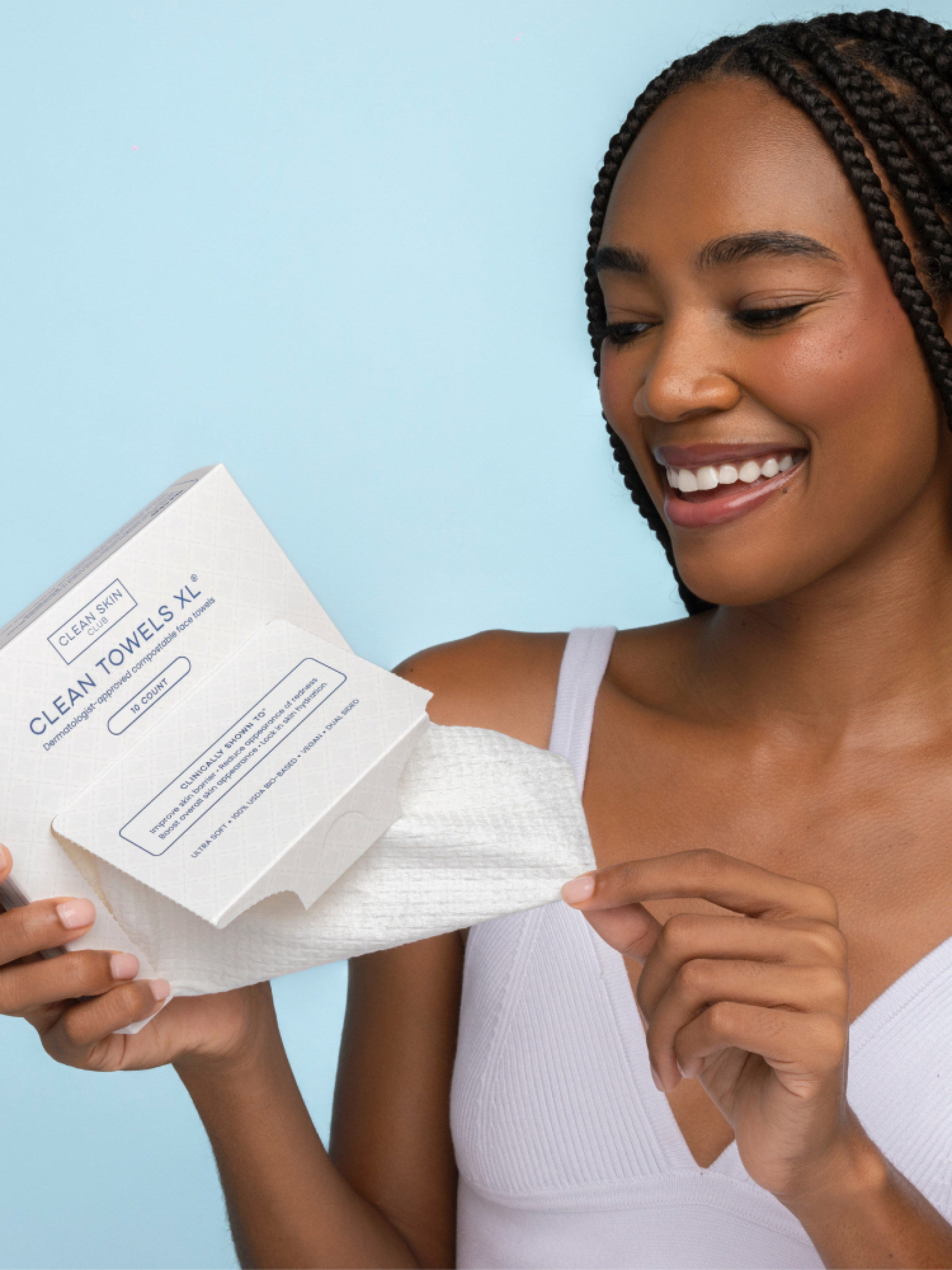 Clean Skin Club XL Disposable Facial Towels for Travel - Hypoallergenic, Soft & Absorbent - Perfect for Gym, Camping & On-the-Go Skincare