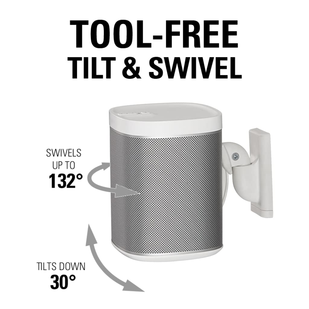 Sanus Wireless Speaker Wall Mount for Sonos ONE, ONE SL, Play:1, Play:3 - In-Wall Cable Management Kit | Secure Speaker Bracket for Home Theater & Living Room | Easy Installation for Clean Audio Setup