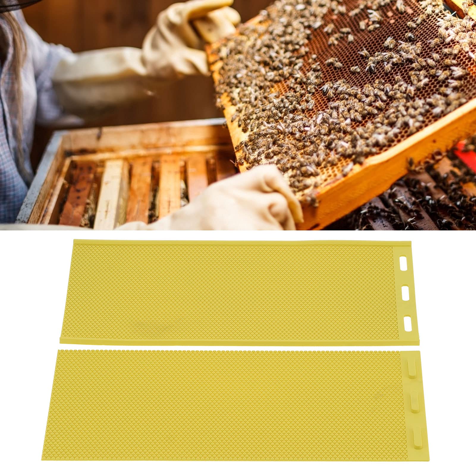 Luqeeg Beeswax Sheets for Candle Making - 2Pcs Silicone Press DIY Embosser Machine with Embossing Tools - Natural Yellow Beekeeping Accessories for Honeycomb Foundation & Candle Crafting