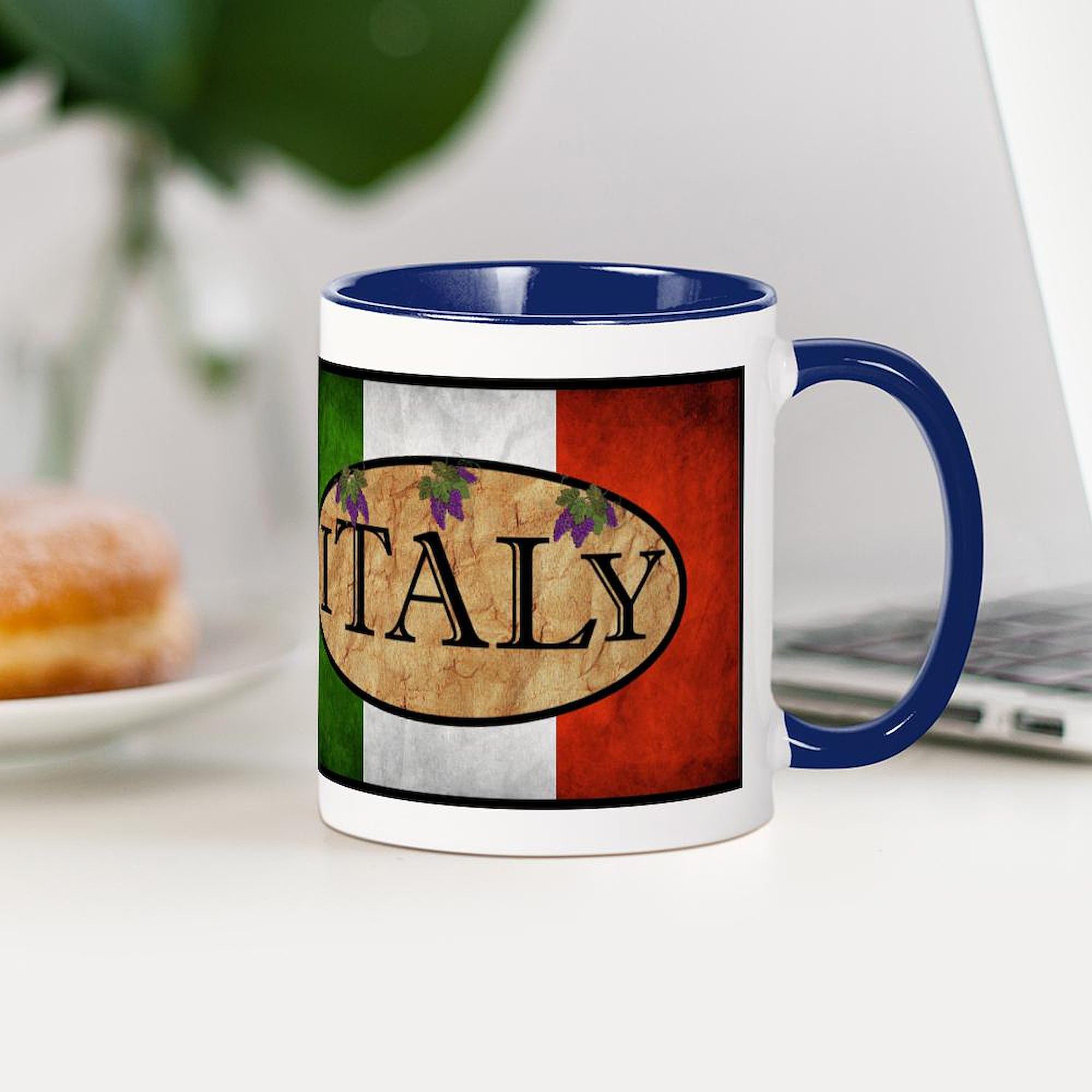 Italian Flag Coffee Mug 11 oz (325 ml) - Ceramic Travel Mug for Tea, Hot Chocolate & Espresso - Perfect for Home, Office & Gifts
