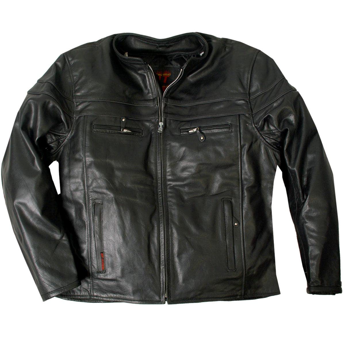 Hot Leathers Black Leather Men's Jacket with Double Piping - Premium Biker Jacket for Men, Stylish Motorcycle Outerwear for Riding & Casual Wear