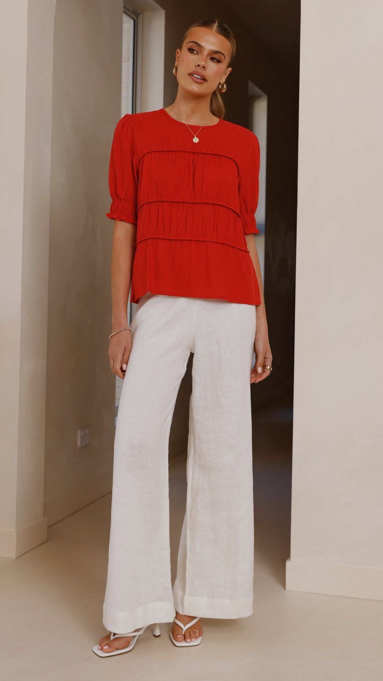 Kai Women's Short Sleeve T-Shirt - Soft Cotton Casual Tee in Red | Perfect for Summer Outfits, Beach Wear & Everyday Comfort