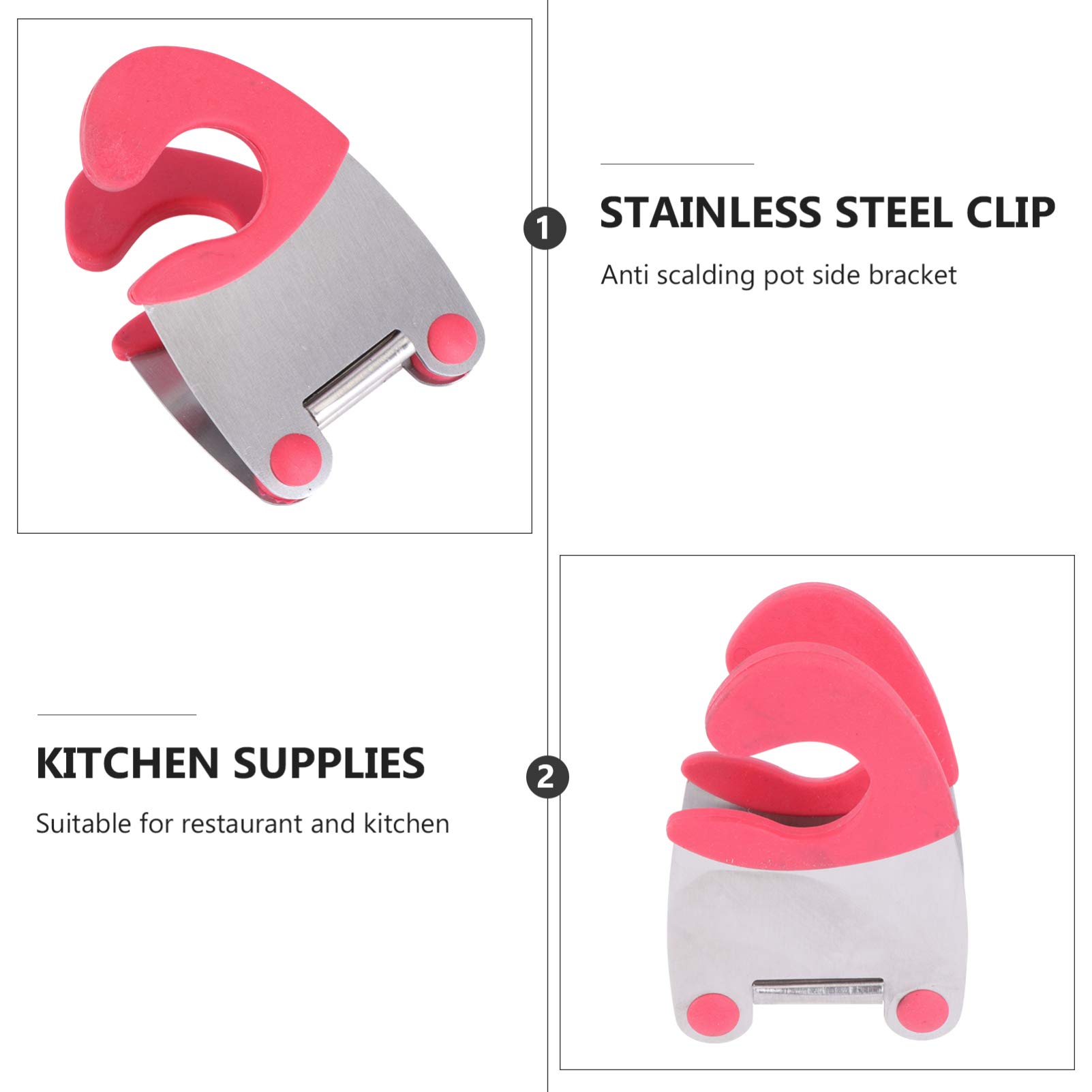 DOITOOL 2-Pack Silicone Pot Clip Spoon Holder - Heat Resistant Kitchen Utensil Rest for Cooking, Stirring & Serving - Fits All Pot Sizes (Black) - Perfect for Stovetop Cooking, Meal Prep & Organized Kitchens
