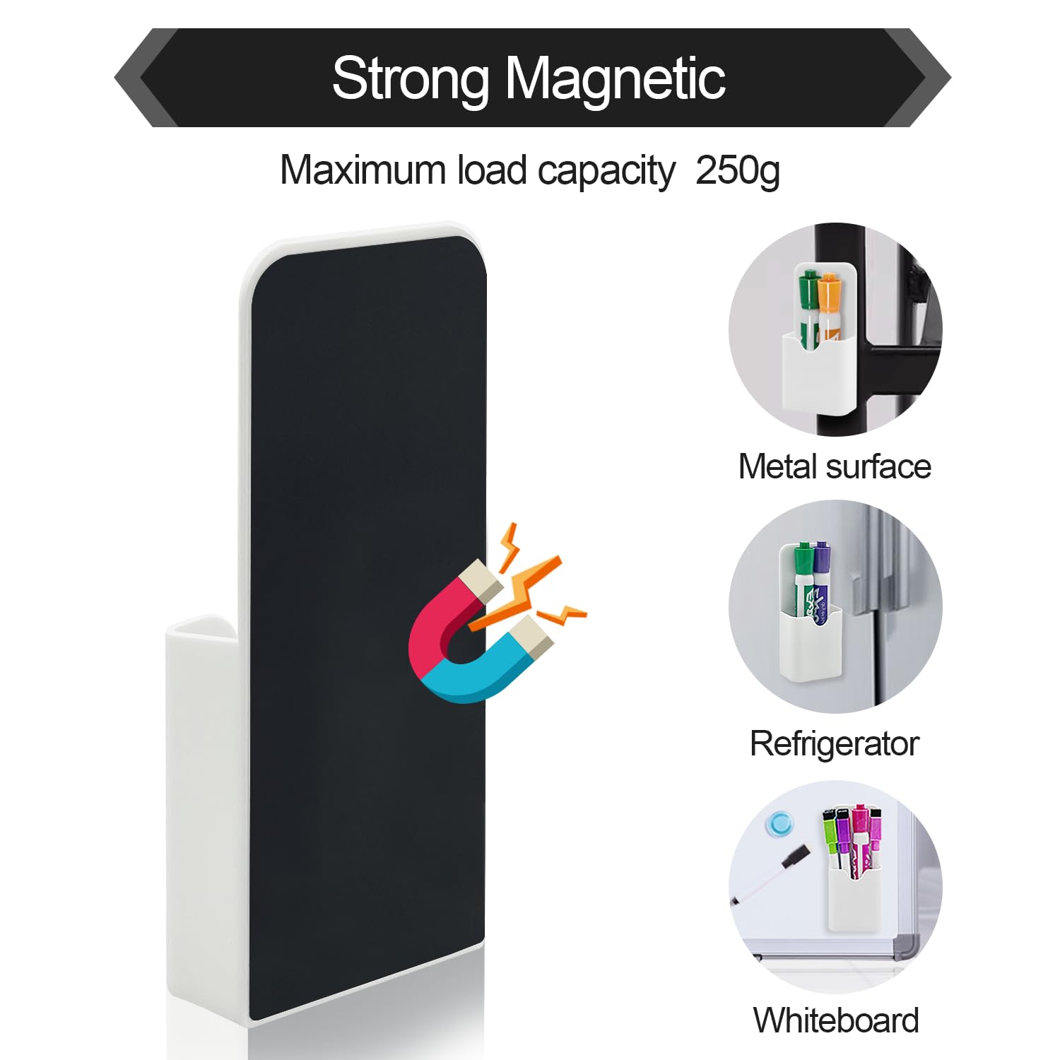 2 Pack Magnetic Pen Holder for Fridge & Whiteboard - Strong Dry Erase Marker Organizer for School, Office, Home - Perfect for Kitchen, Classroom & Workspace Organization