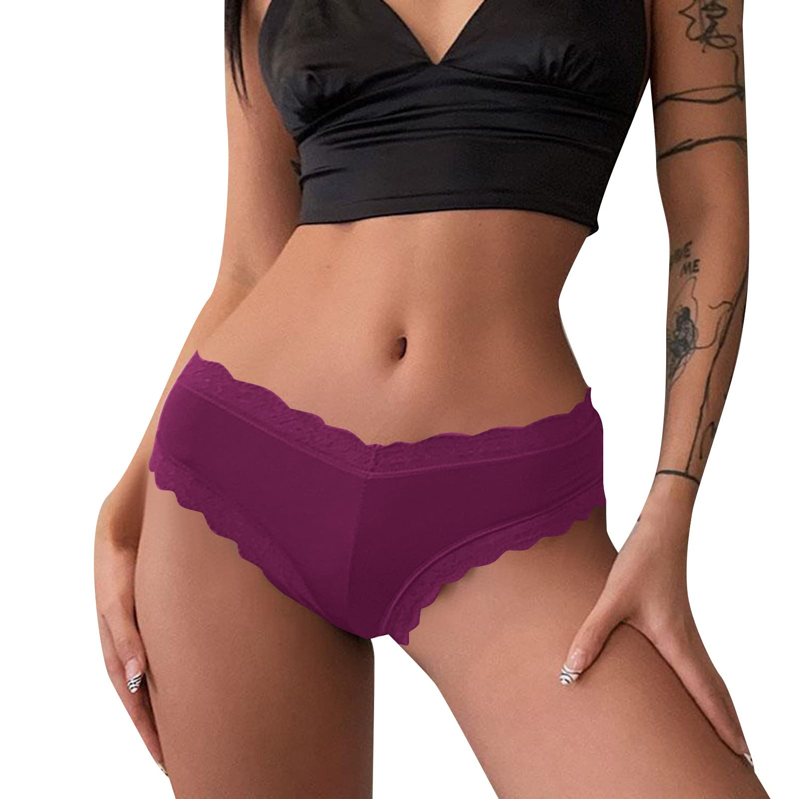 Sexy Floral Lace High Waist Panties for Women - Breathable Mesh Underwear with Hollow Out Design - Plus Size Briefs for Date Night & Special Occasions
