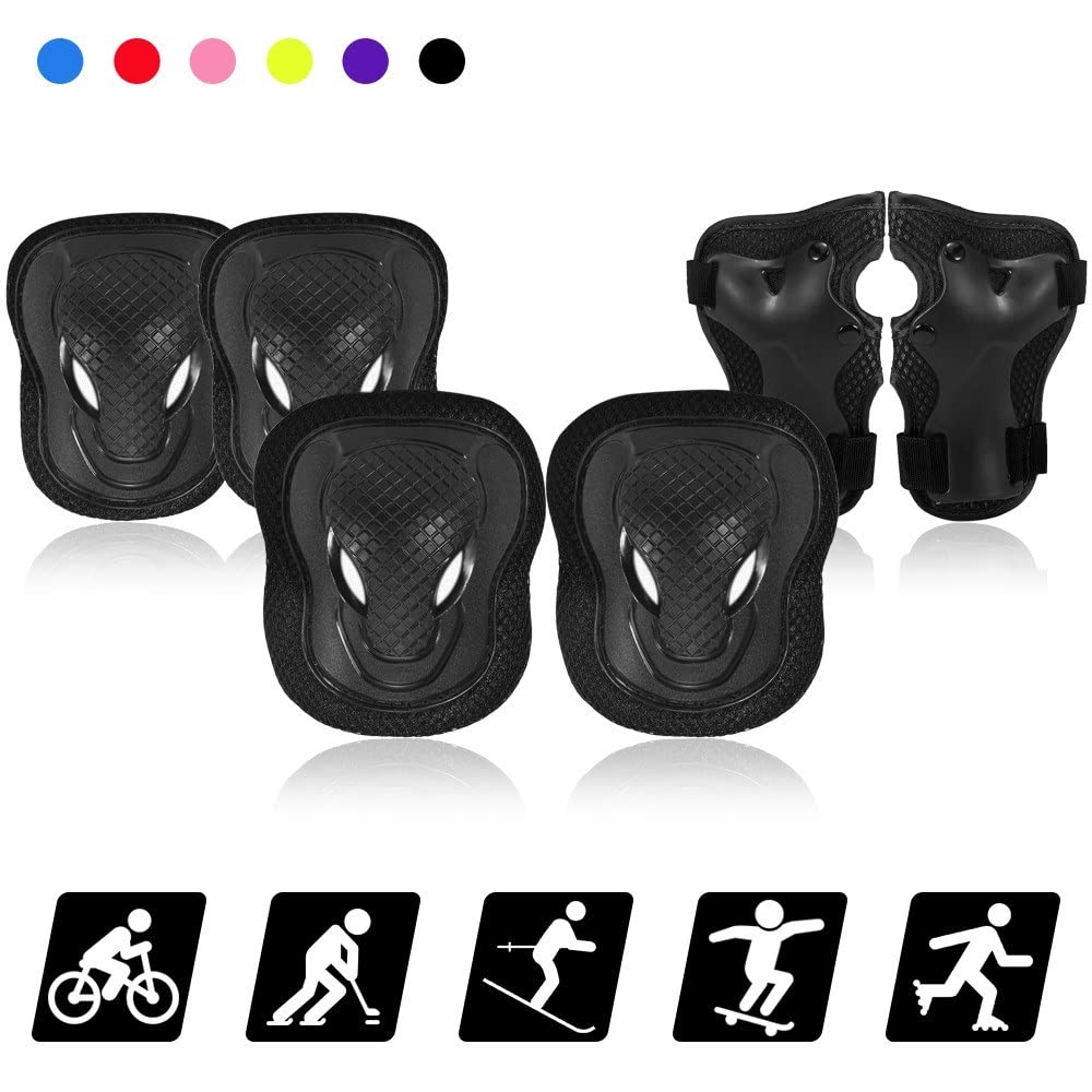Best Kids Knee Pads Set - 6 in 1 Protective Gear with Knee & Elbow Pads + Wrist Guards - Safety Pads for Children's Cycling, Roller Skating, Skateboarding & Outdoor Sports - Ideal for Playground, Park & Backyard Activities