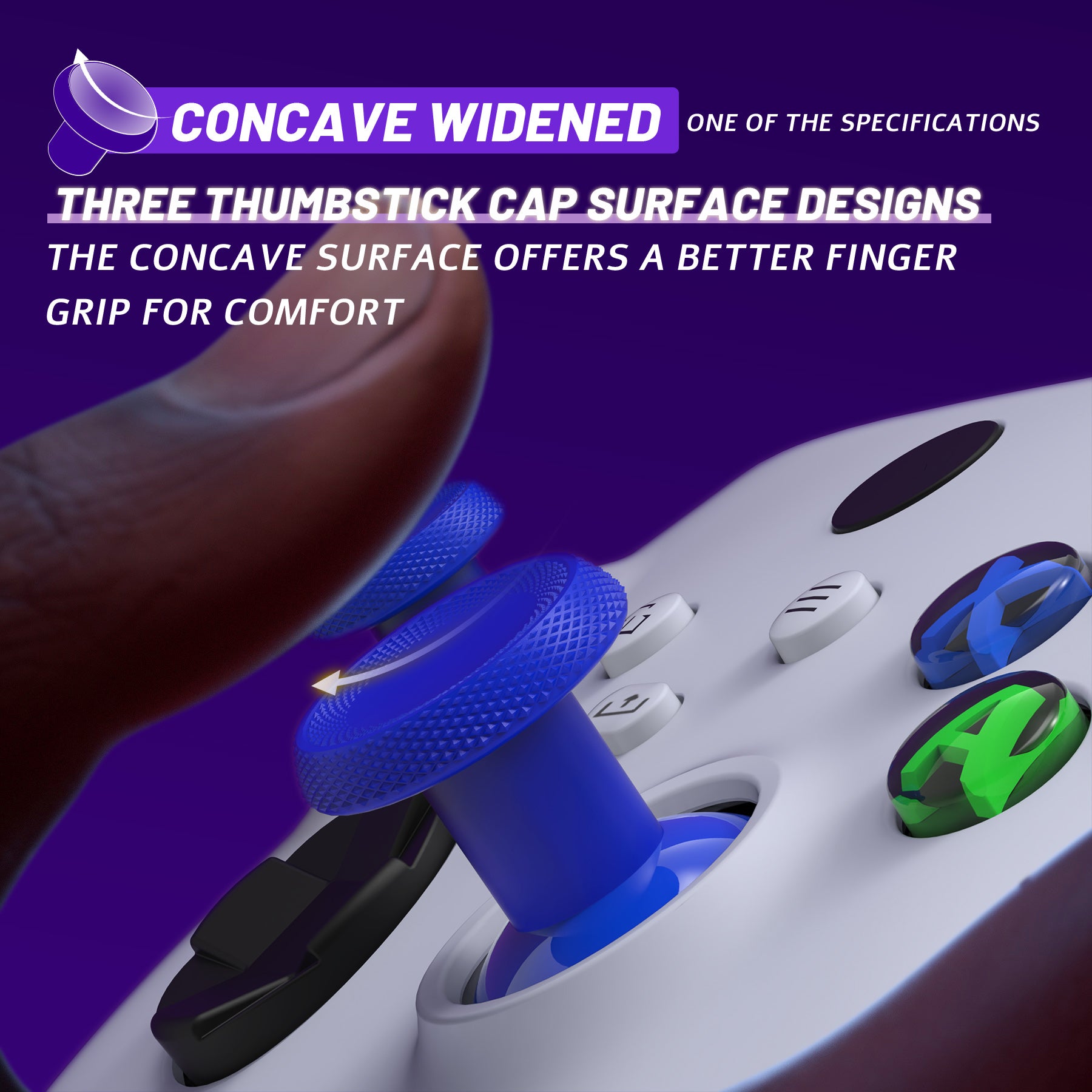 eXtremeRate ThumbsGear V3 Interchangeable Thumbsticks for Xbox Core Controller - 4 Height Adjustable Convex & Concave Grip Joysticks Compatible with Xbox One S/X/Elite & Nintendo Switch Pro Controller (Blue, VRVX3M006) - Perfect for Gaming, VR & Competitive Play