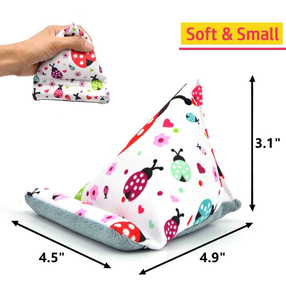 Handmade Fabric Phone Stand & Pillow Holder for iPhone X, iPhone 13 - Cute Ladybird Bean Bag Cushion Desk Accessory | Perfect for Office, Bedroom & Travel Use