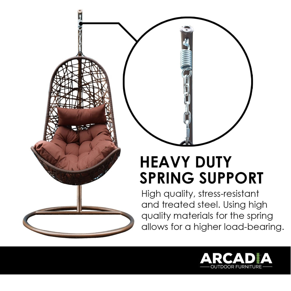 **Arcadia Furniture Egg Chair - Brown & Coffee - Modern Lounge Chair for Indoor & Outdoor Use - Perfect for Patio, Garden, and Living Room Relaxation**