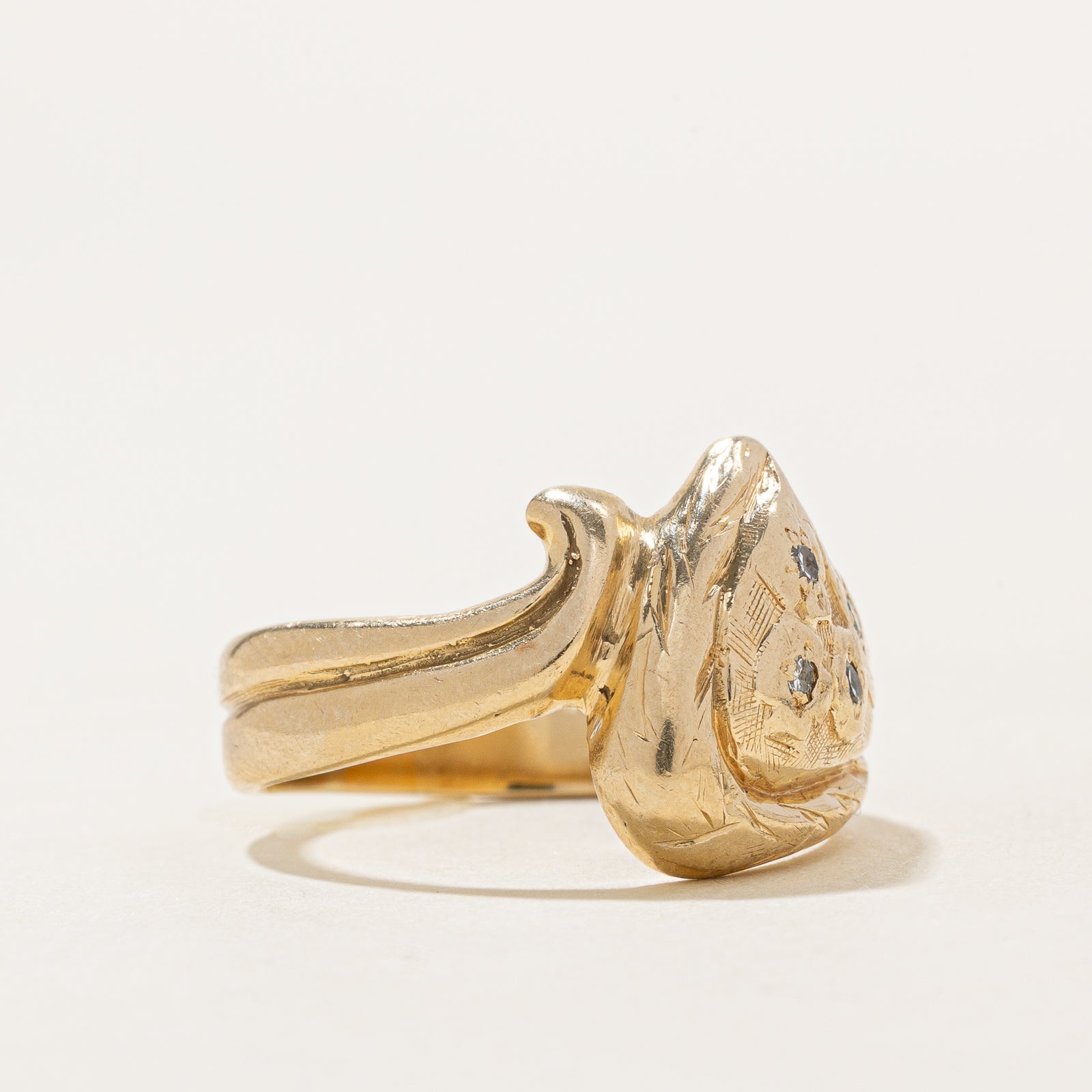 0.07ctw Diamond Textured Floral Design Ring - Size 8.25 - Elegant Wedding, Anniversary & Engagement Jewelry Gift for Her