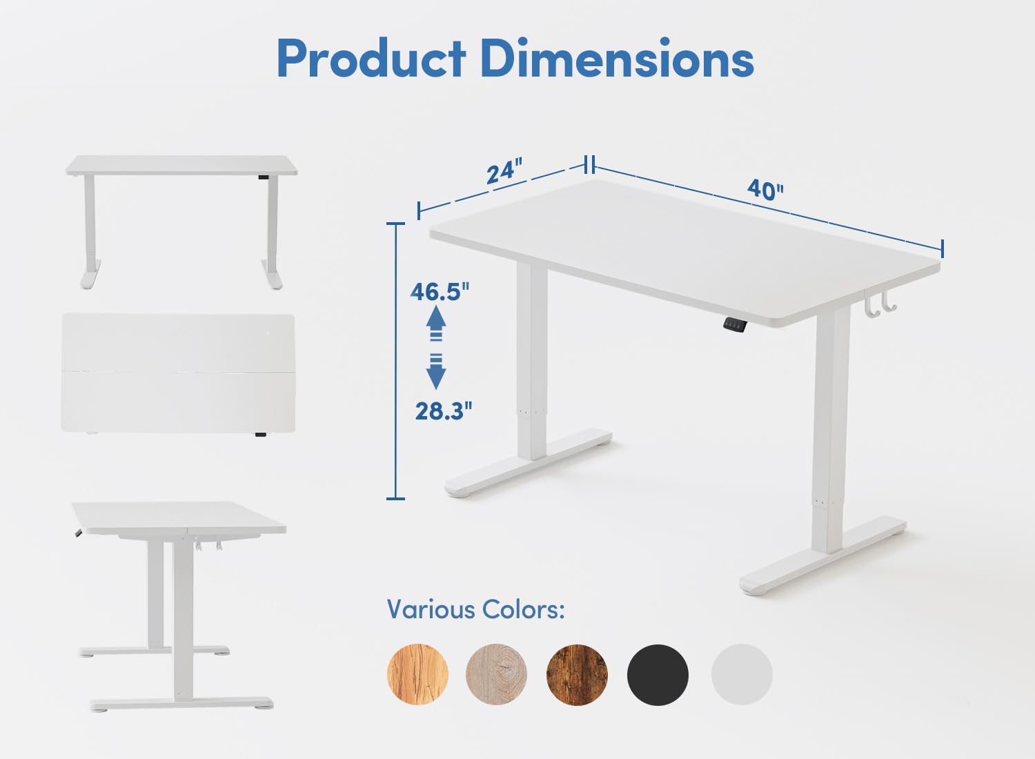 BANTI 40 Inch Electric Standing Desk - Height Adjustable Sit Stand Home Office Desk with Splice Board, White | Ergonomic Workstation for Home Office, Gaming & Study (40