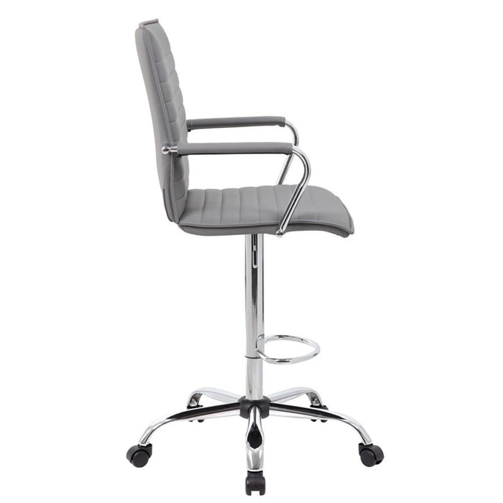 UrbanPro Modern Ribbed Back Adjustable Sit-Stand Stool - Ergonomic Office Chair in Gray | Perfect for Home Office, Gaming & Workspace