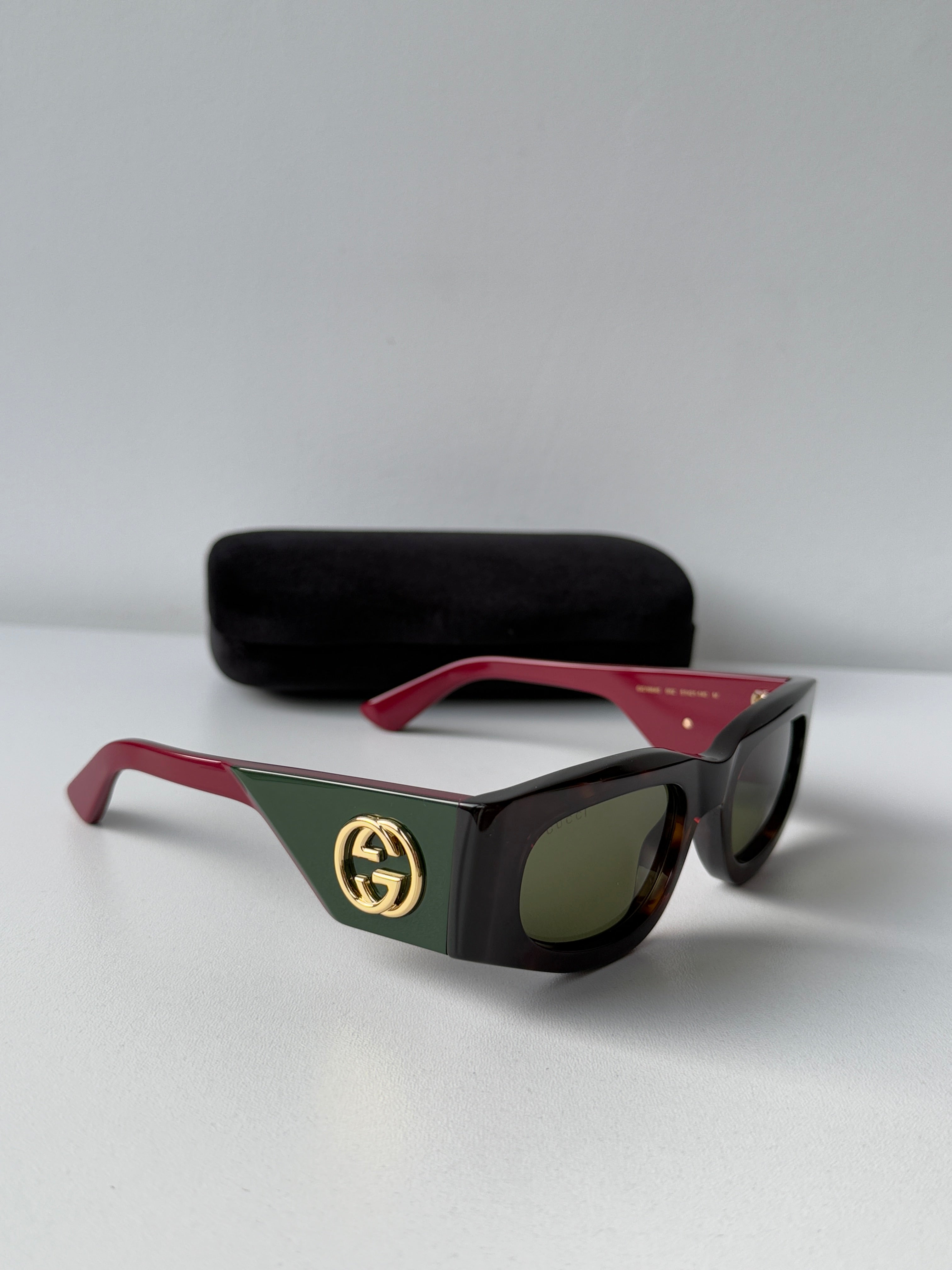 Gucci GG1664S Havana Green Retro Sunglasses for Women - UV Protection & Polarized Lenses - Perfect for Beach, Driving & Outdoor Fashion