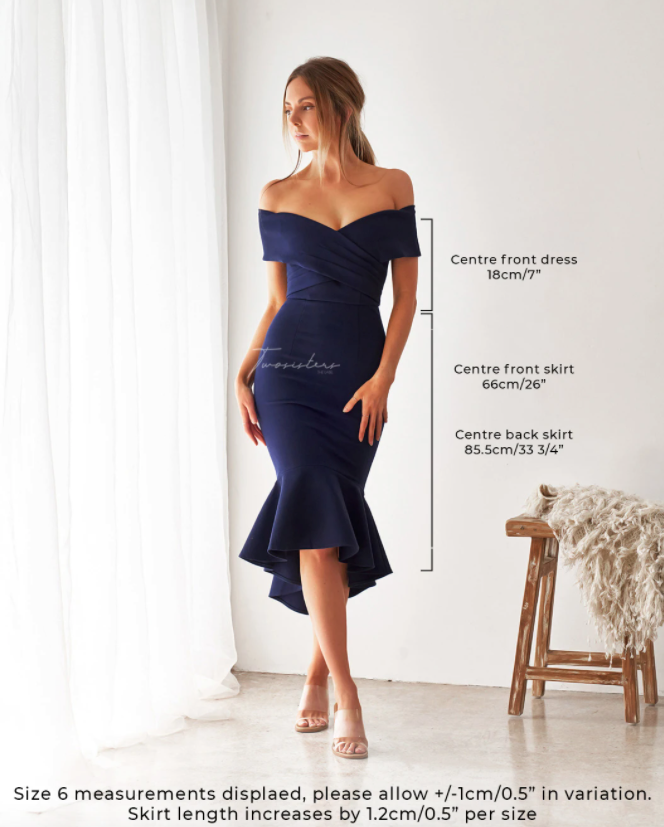 Brienne Dress for Women - Navy Blue Elegant Midi Dress with Flowy Skirt | Perfect for Office, Party, and Special Occasions