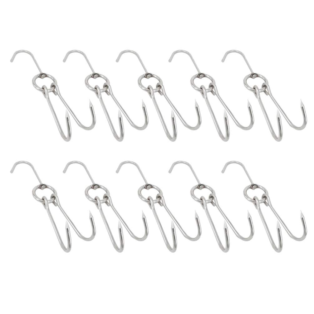 DOITOOL 10-Piece Stainless Steel BBQ Meat Hooks Set - Heavy Duty, Wear-Resistant for Roast Lamb, Poultry, Bacon & More | Perfect for Grilling, Smoking & Outdoor Cooking